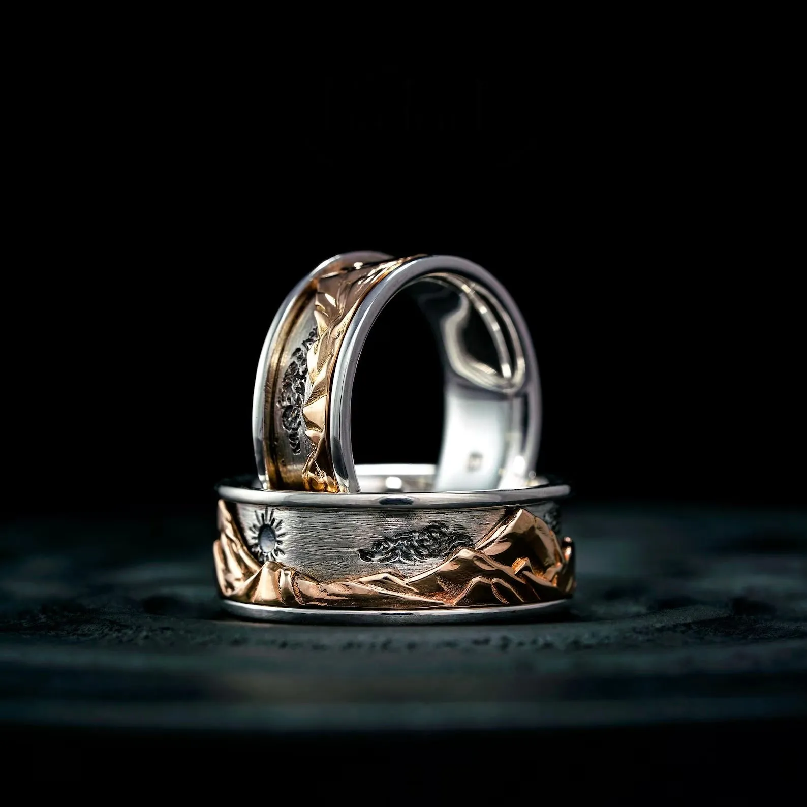 Mountain, Sun, & Moon Spinner Ring