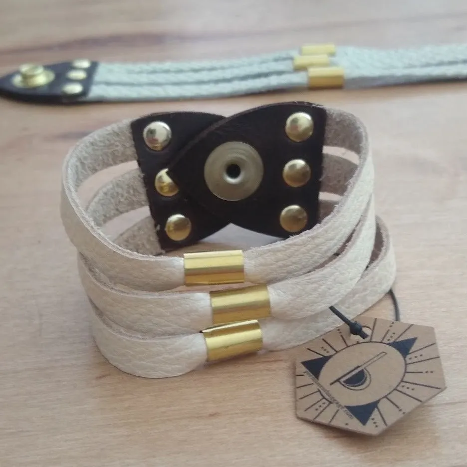 Multi Strand Leather Cuff Bracelet
