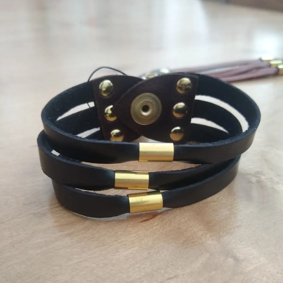 Multi Strand Leather Cuff Bracelet