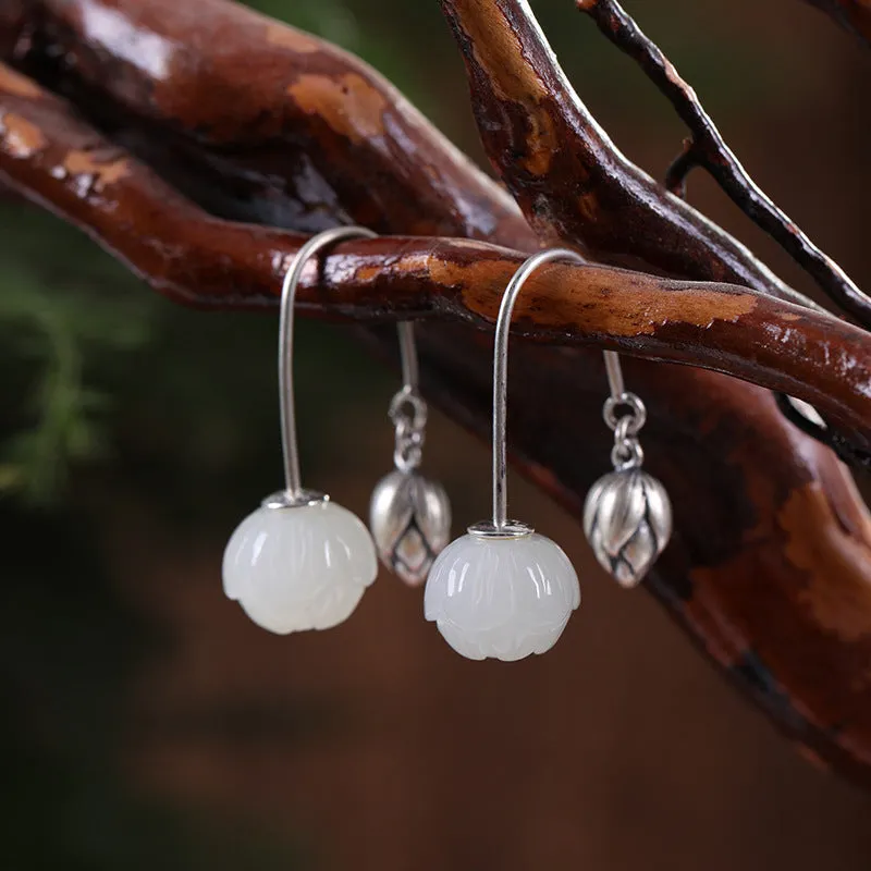 Natural Jade Earrings Nephrite Silver Earrings ZNE112