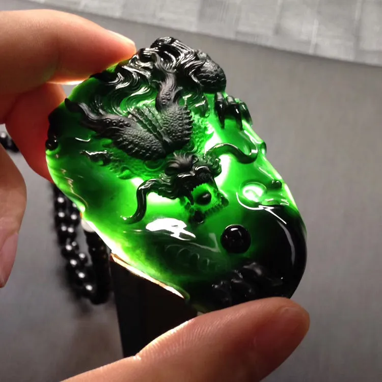 Natural Jade Pendant Jadeite Dragon Pendant PT240