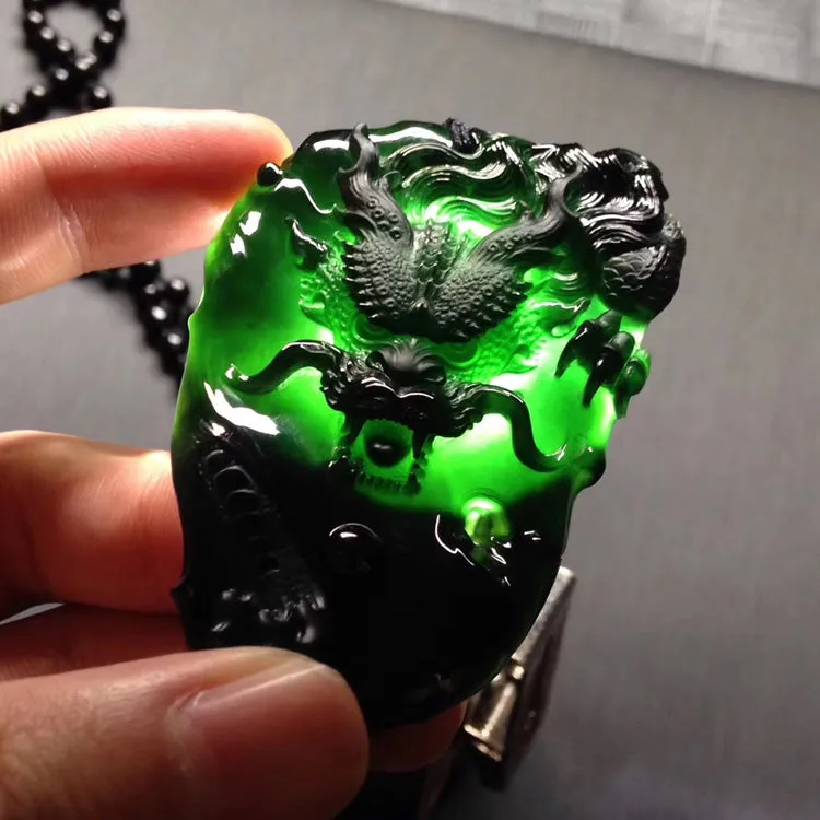 Natural Jade Pendant Jadeite Dragon Pendant PT240