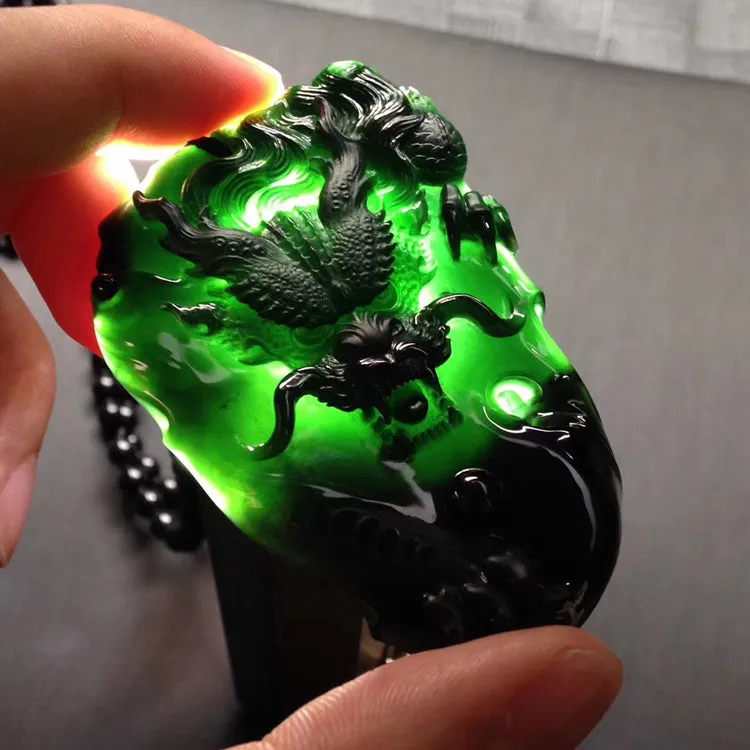 Natural Jade Pendant Jadeite Dragon Pendant PT240