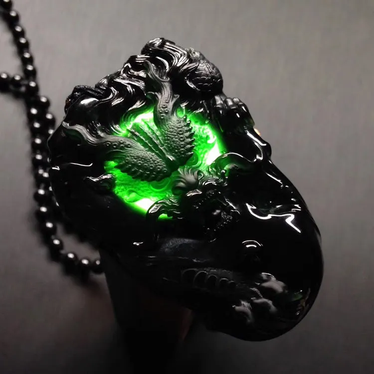 Natural Jade Pendant Jadeite Dragon Pendant PT240