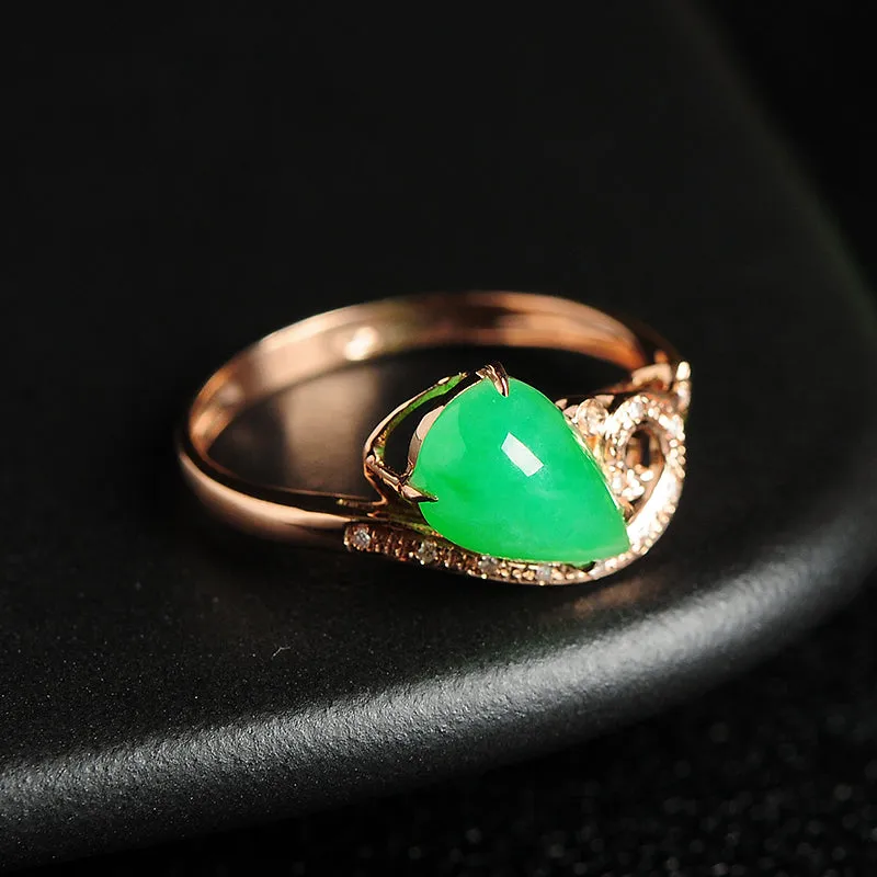 Natural Jade Ring Jadeite Gold Ring RG60