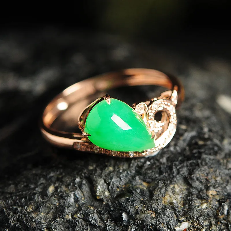 Natural Jade Ring Jadeite Gold Ring RG60