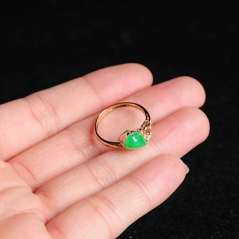 Natural Jade Ring Jadeite Gold Ring RG60