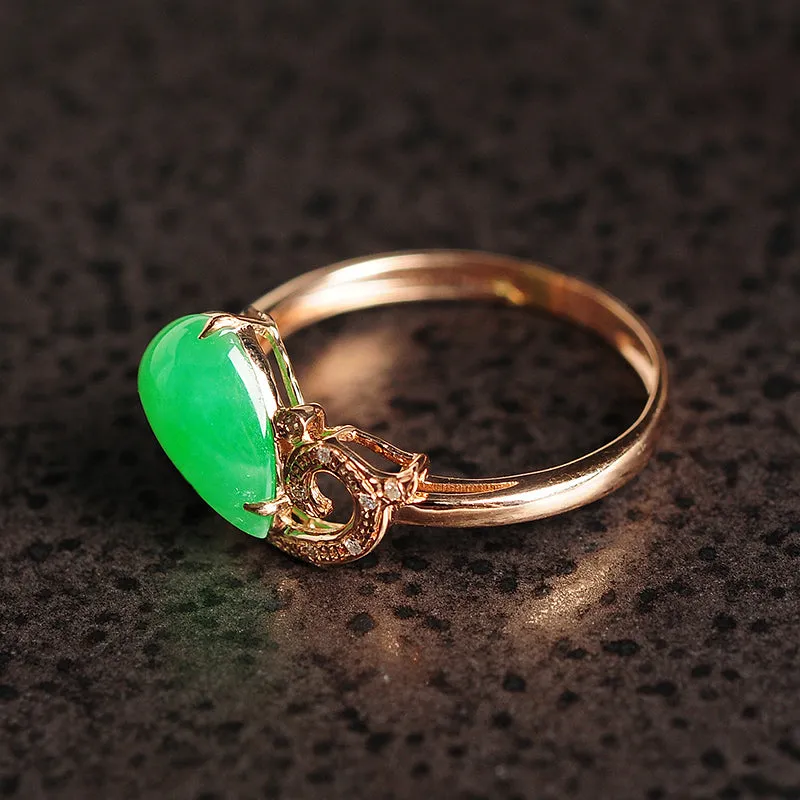 Natural Jade Ring Jadeite Gold Ring RG60