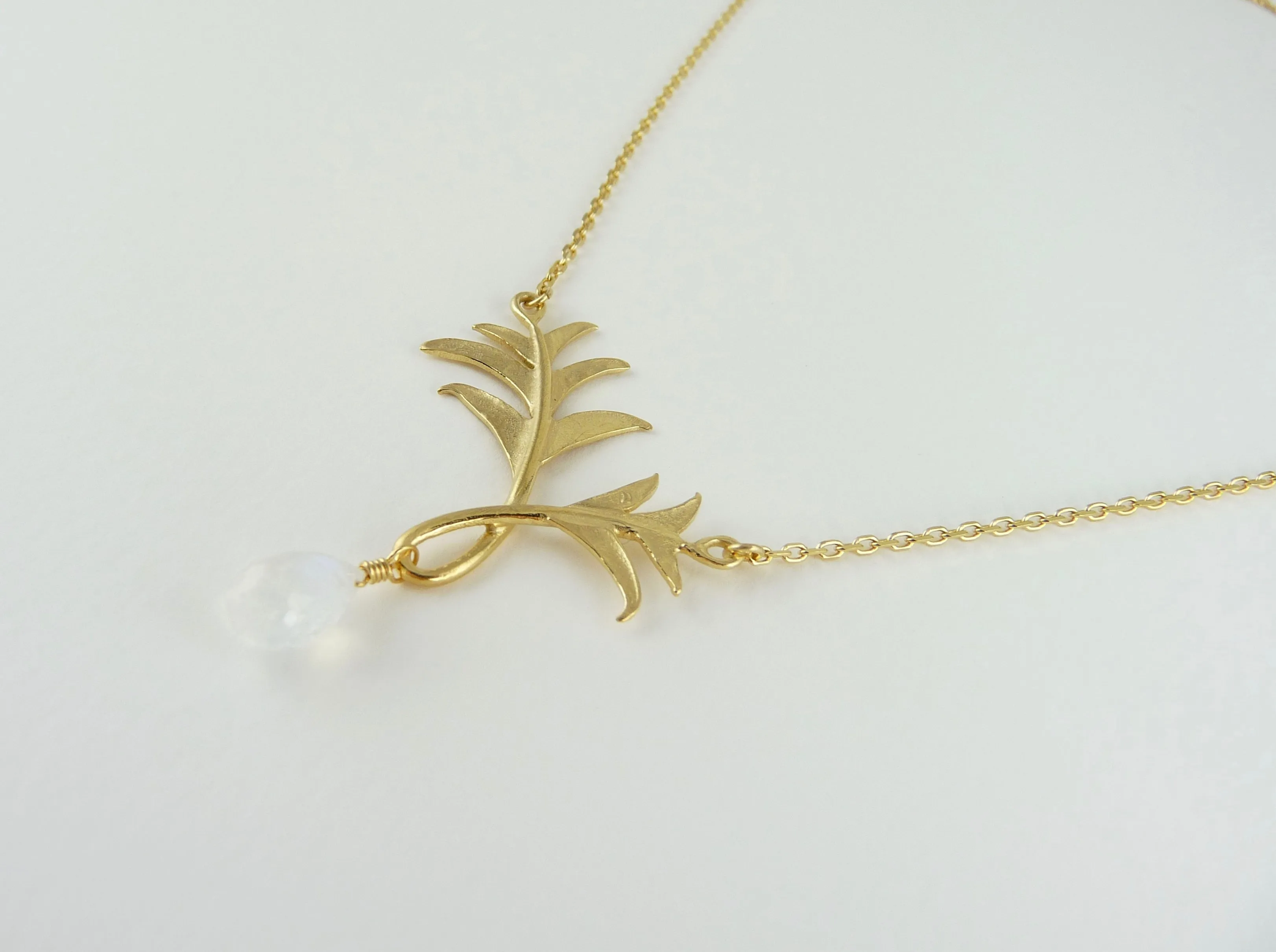 Paloma Palm Tree Necklace with Moonstone