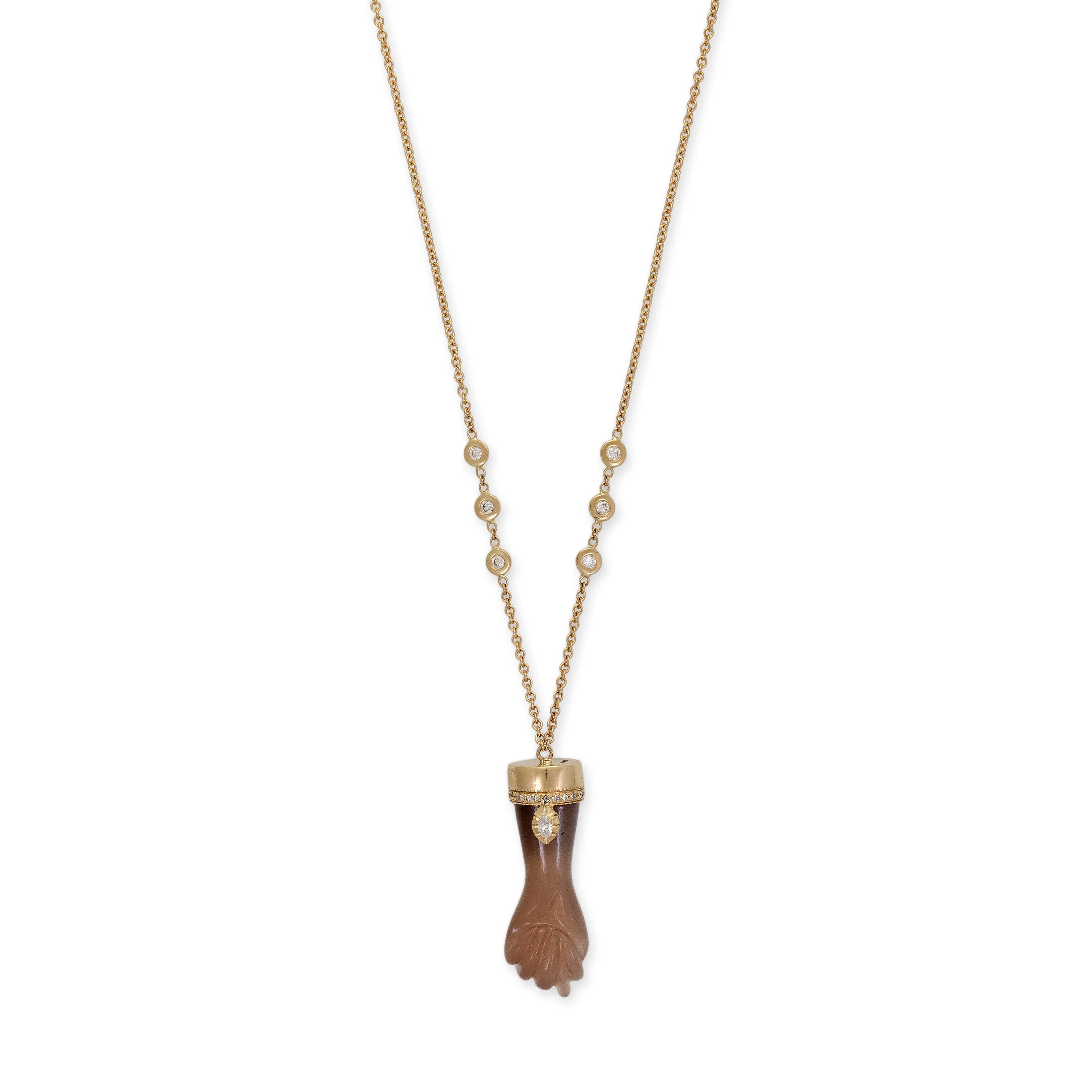 PAVE SOPHIA DIAMOND BROWN MOONSTONE FIGA NECKLACE