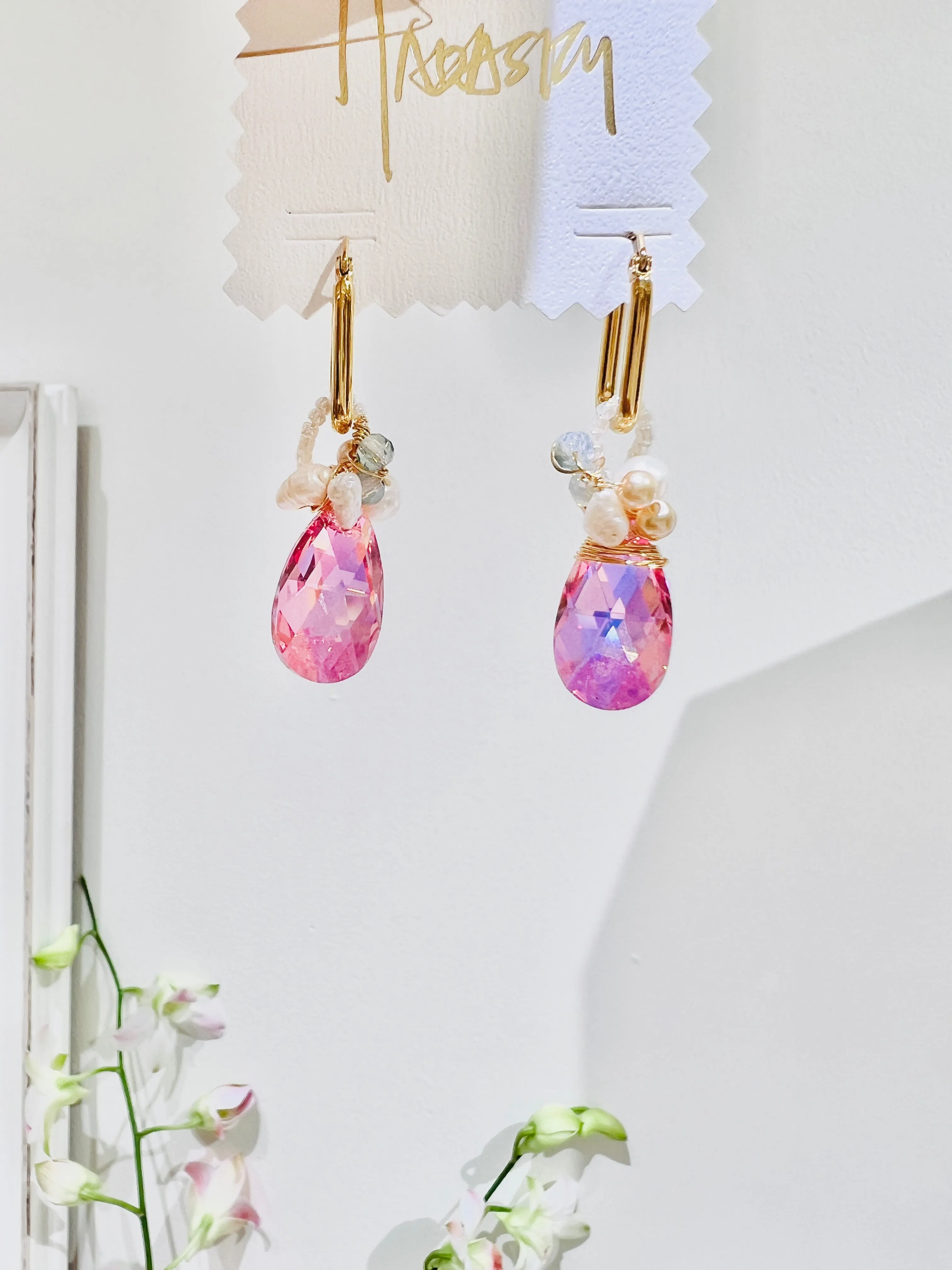Pink Swarovski Pearl Waterfalls