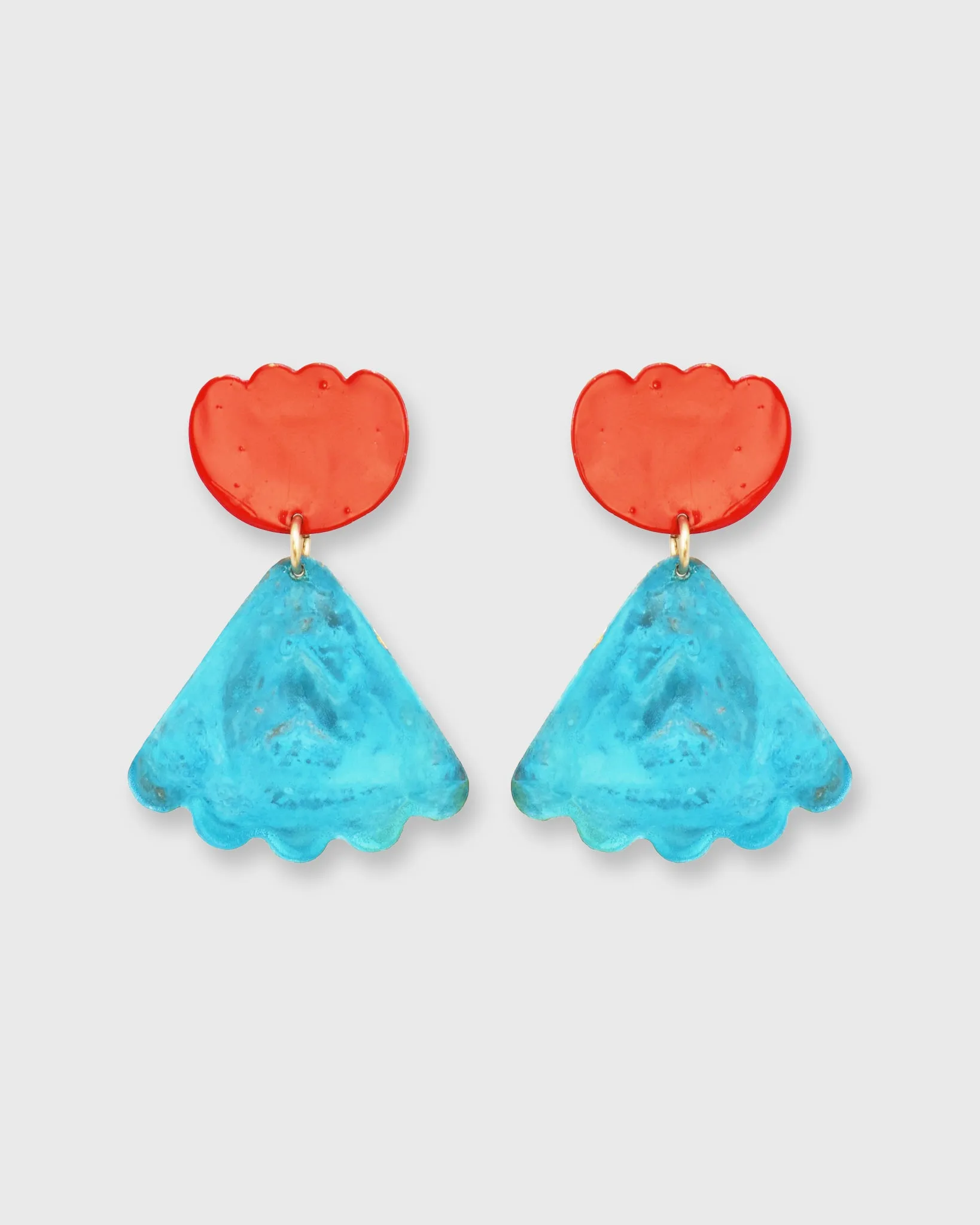 Poppy Athalia Earrings in Bluish-Green/Red