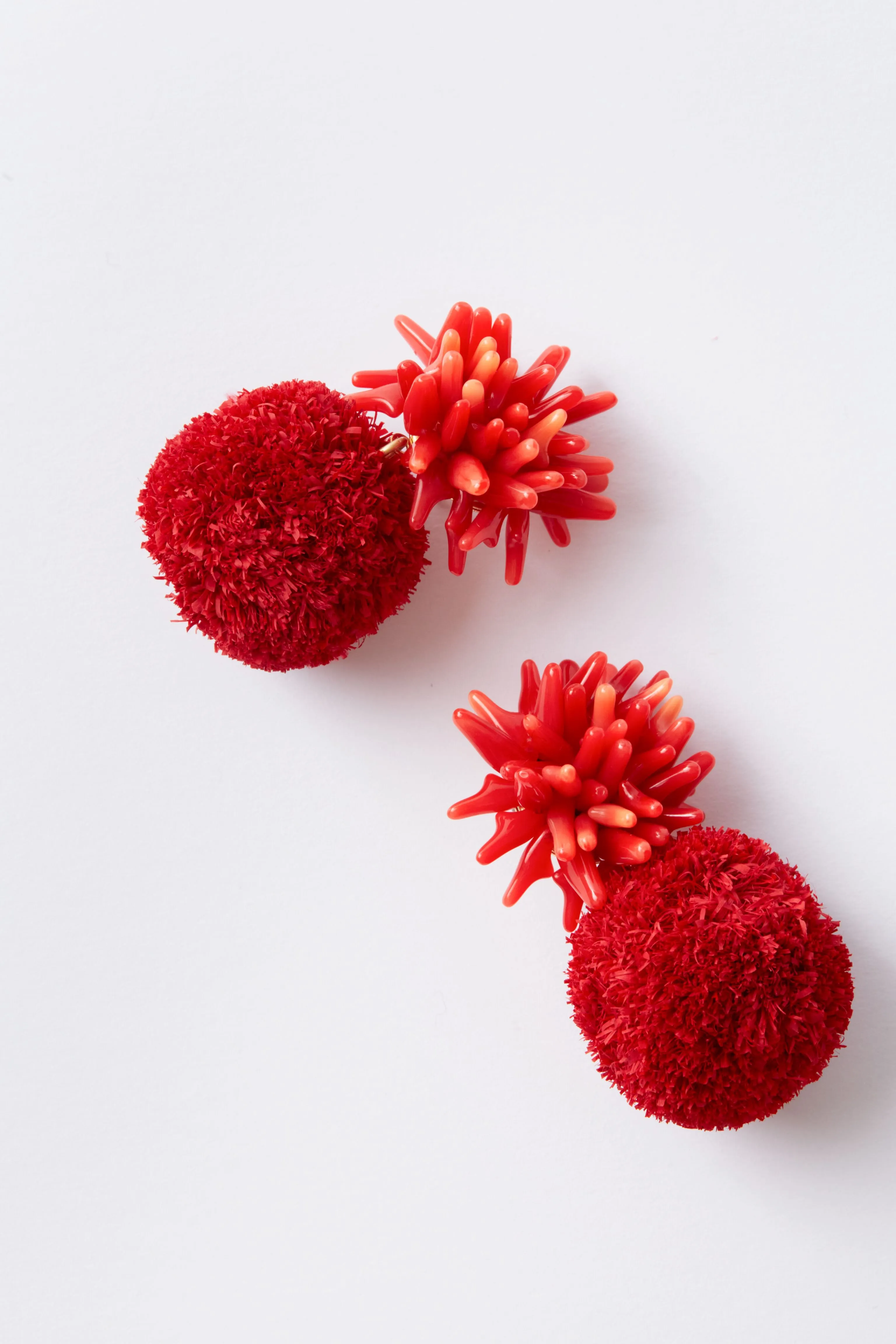 Poppy Red Pom Earrings