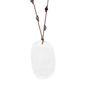 Rainbow Moonstone   Sapphire Necklace