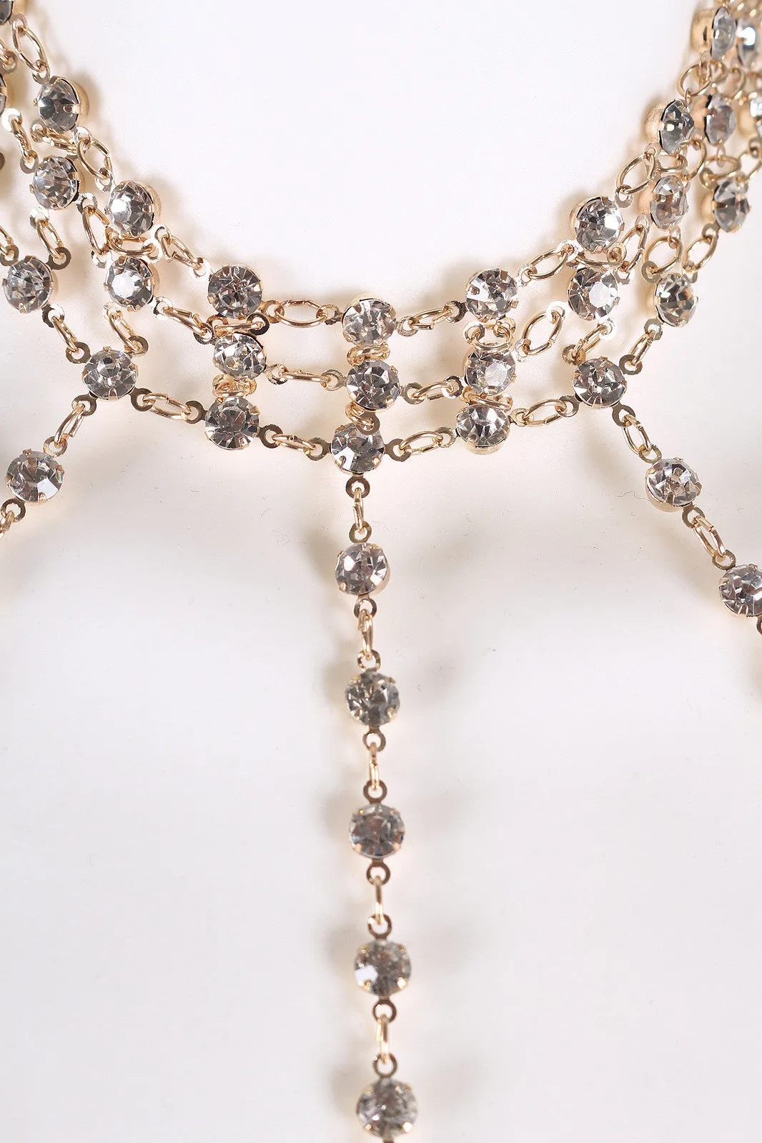 Rhinestone Drape Choker Bra Body Chain