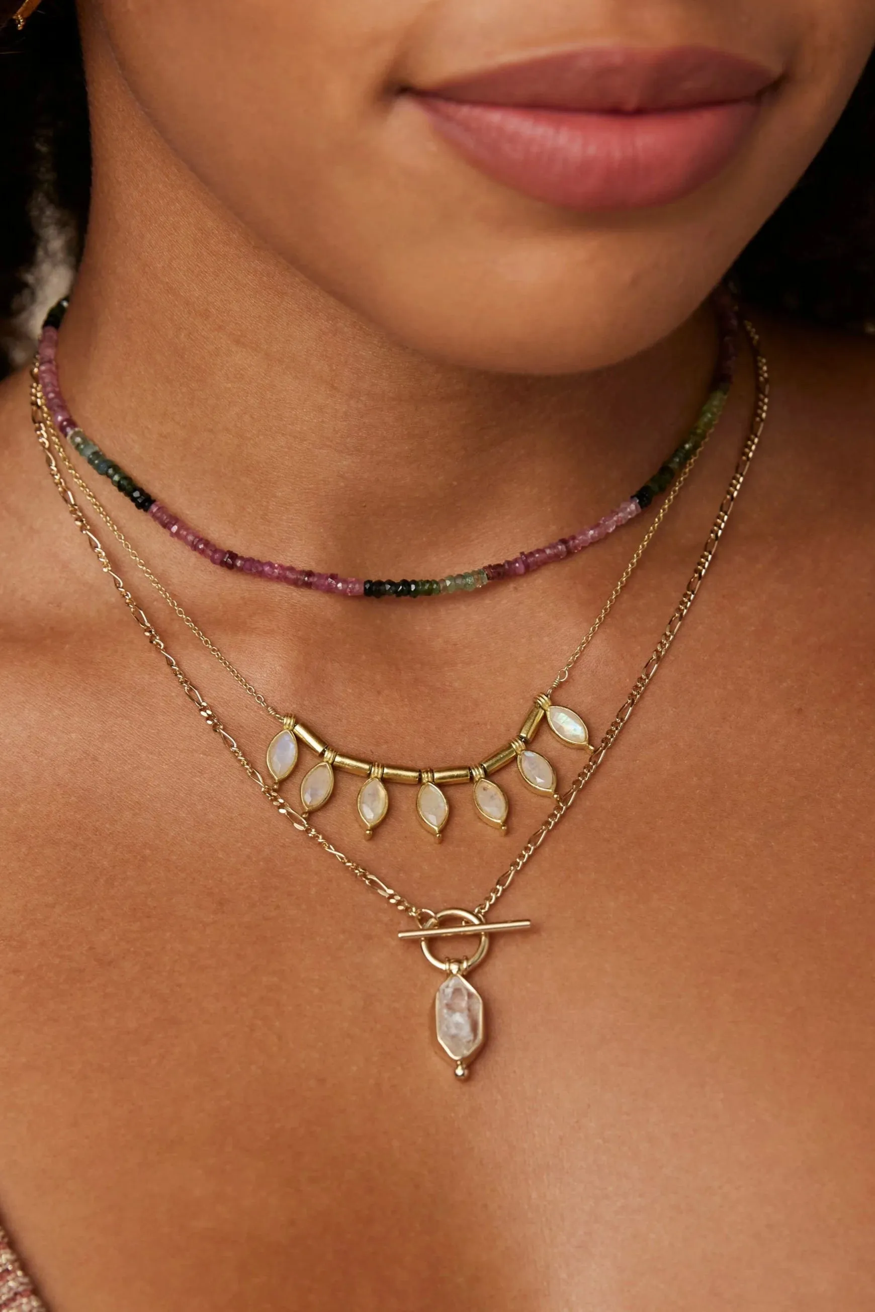 Rising Moonstone Gold Necklace
