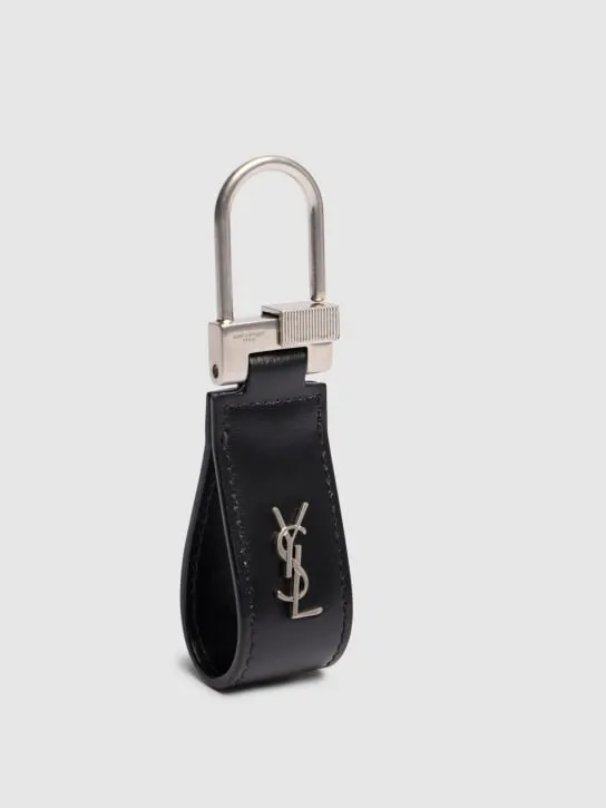 Saint Laurent   Monogram leather keyring 
