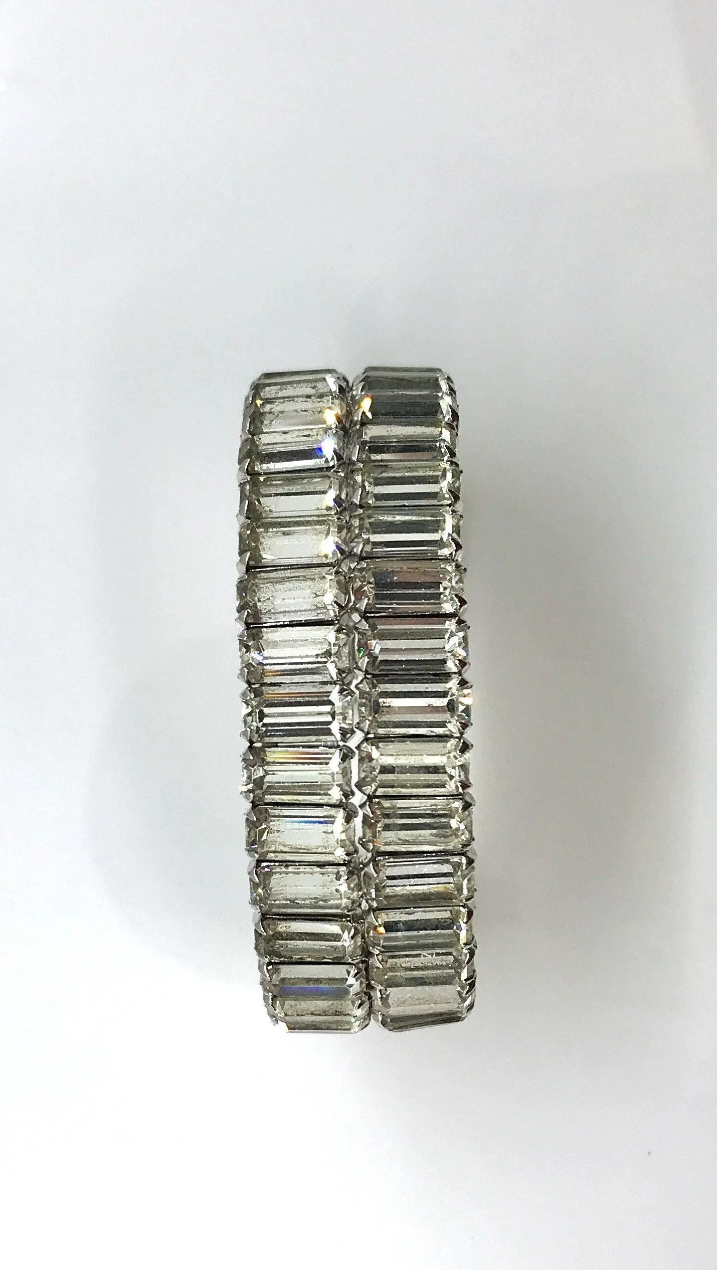 Serious Bling Vintage Double Row Emerald Cut Cuff Bracelet