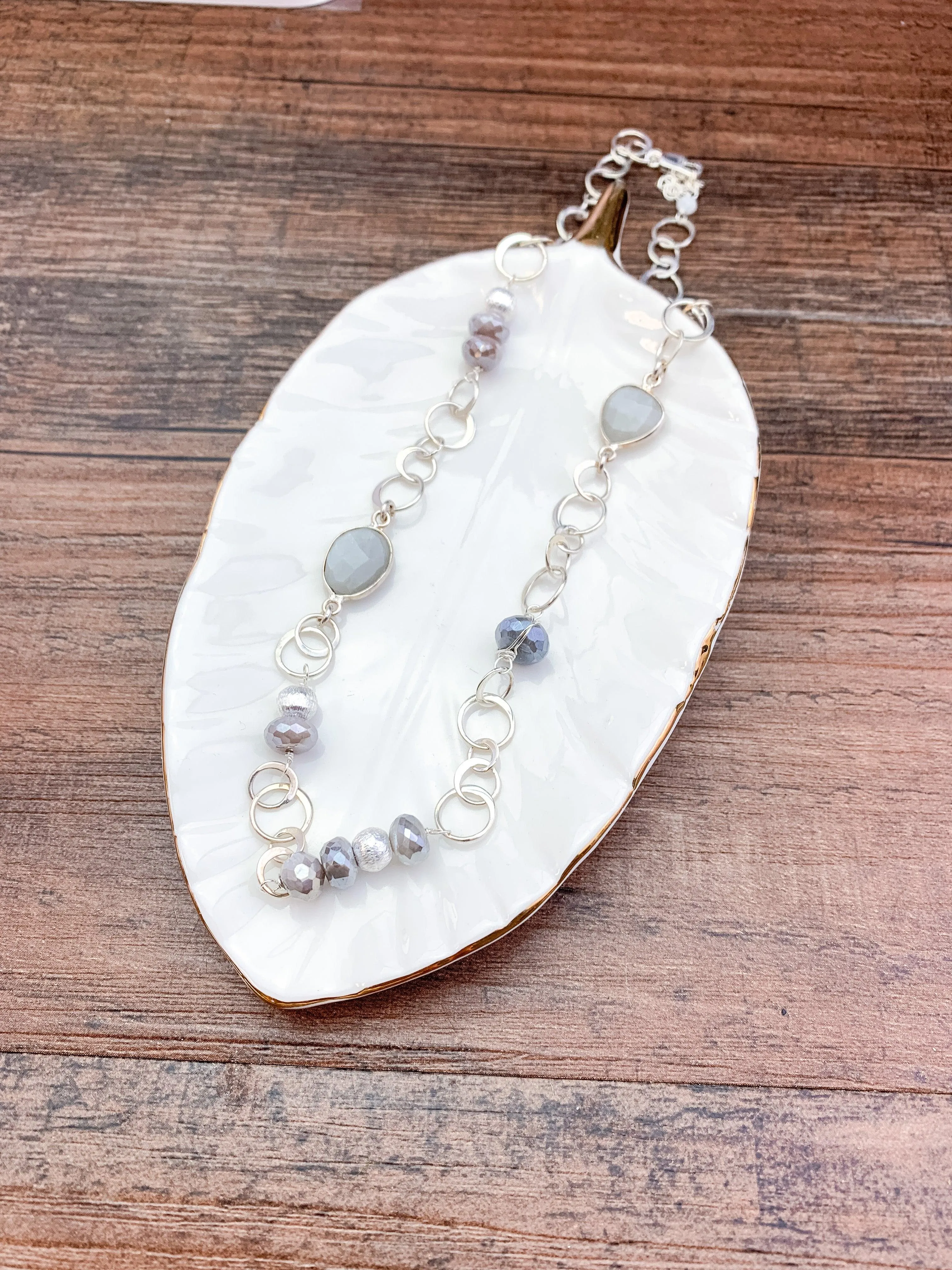Shimmering Mystic Grey Moonstone Necklace