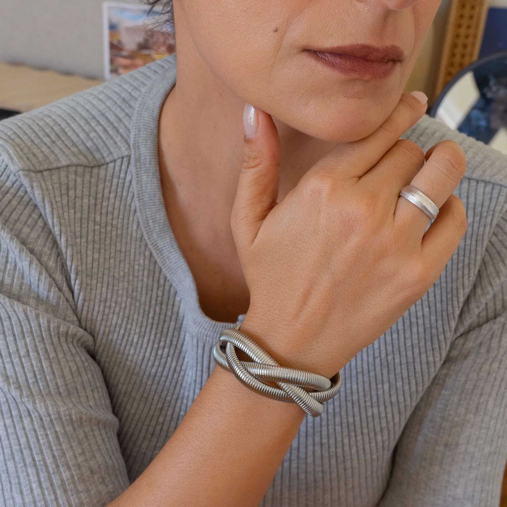 Silver 3-Line Snake Chain Bracelet