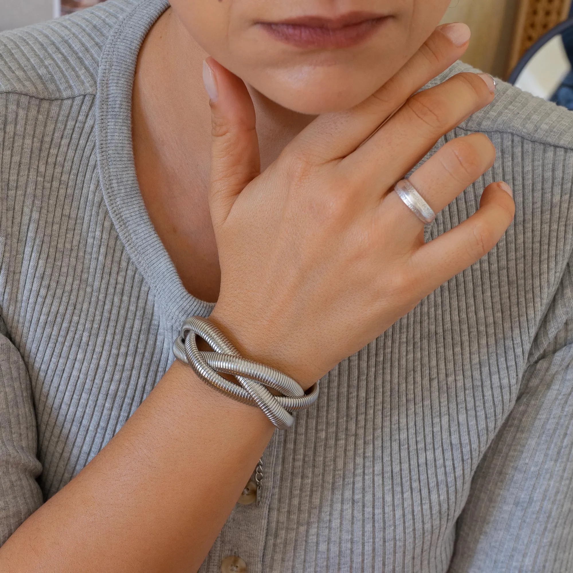 Silver 3-Line Snake Chain Bracelet