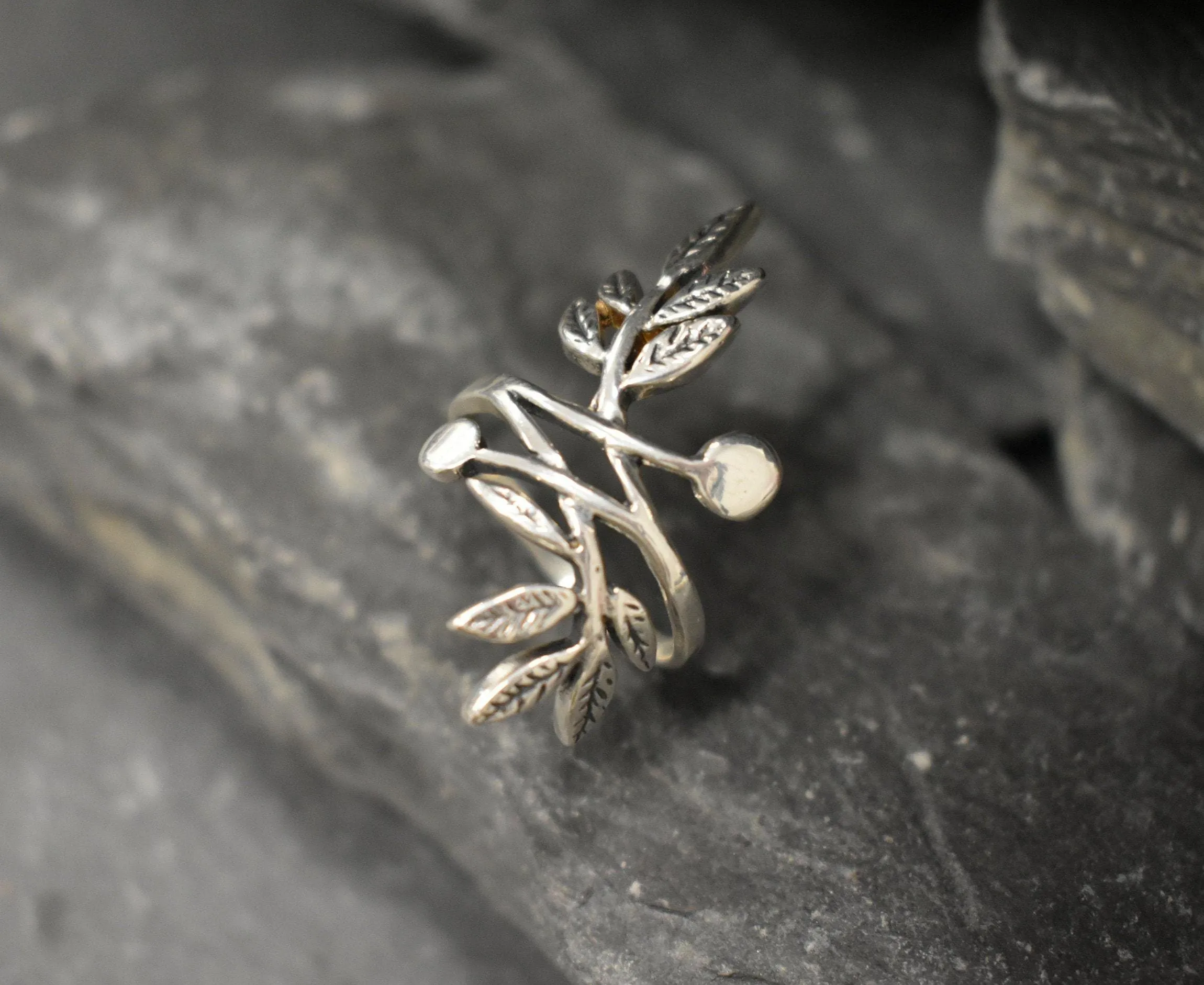 Silver Leaf Ring - Silver Branch Ring - Silver Statement Ring
