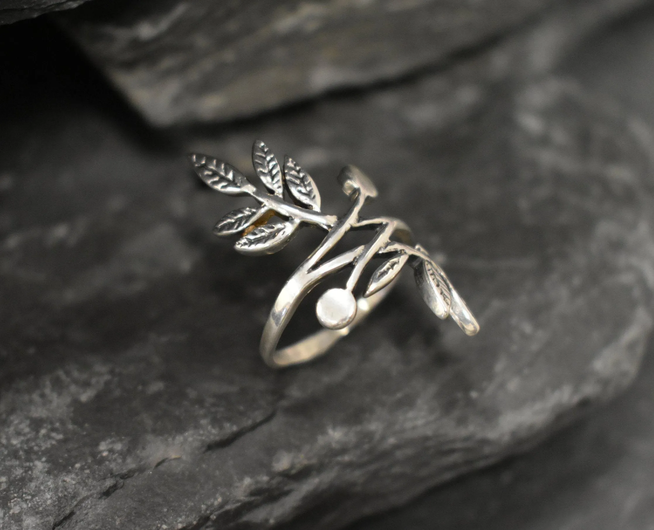 Silver Leaf Ring - Silver Branch Ring - Silver Statement Ring