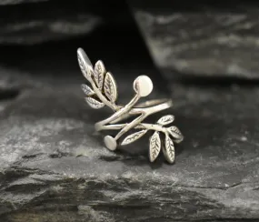 Silver Leaf Ring - Silver Branch Ring - Silver Statement Ring