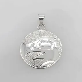Silver Round Eagle Spirit Pendant