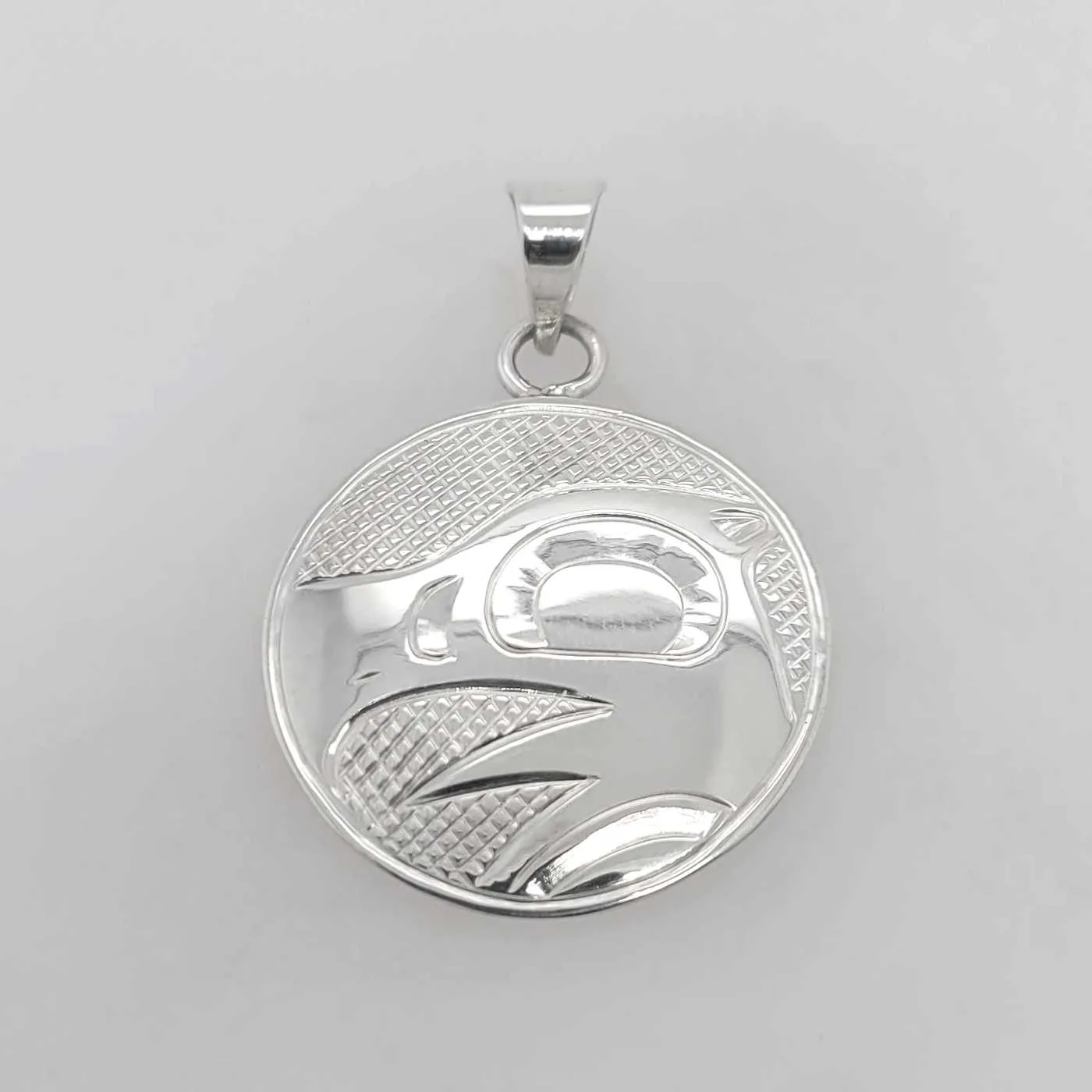 Silver Round Eagle Spirit Pendant