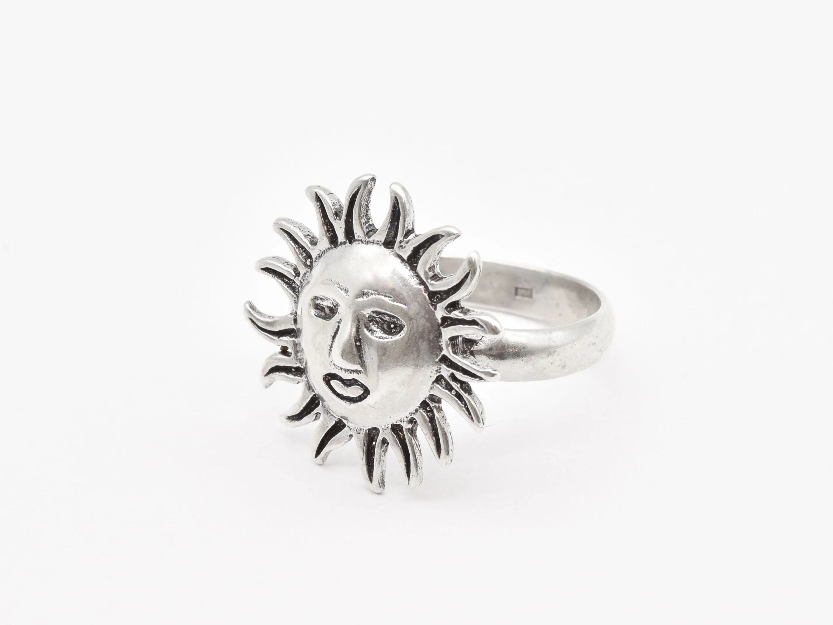 Silver Sun Ring - Sun Face Ring - Large Sun Ring