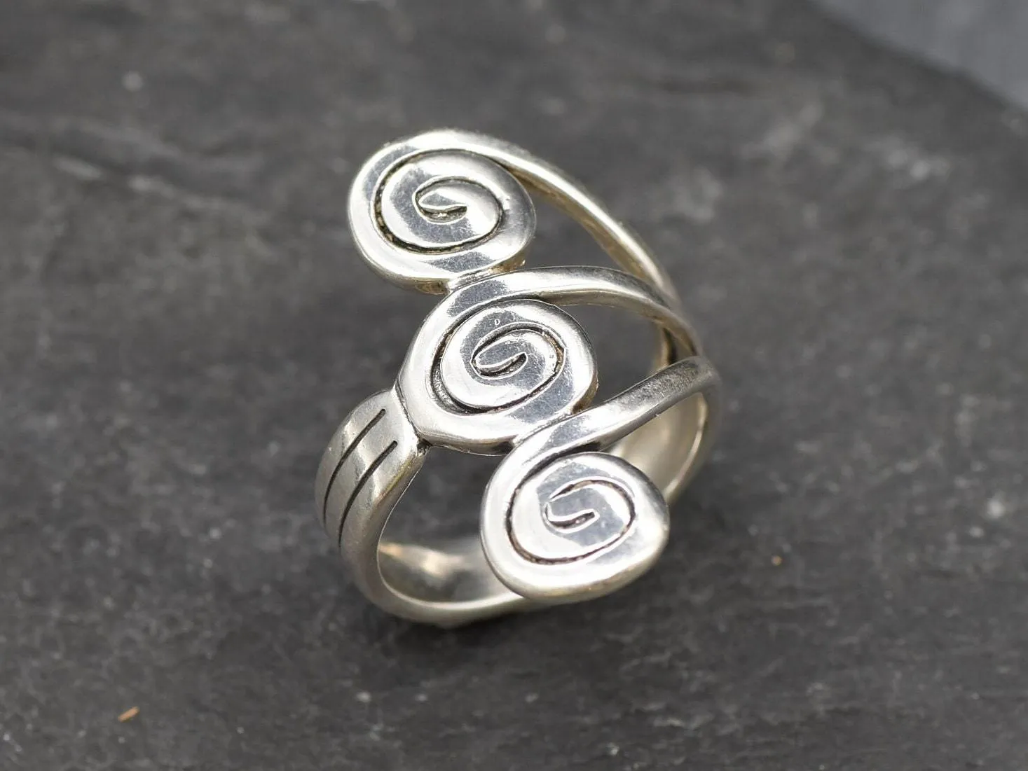Silver Swirl Ring - Long Silver Ring - Infinity Ring