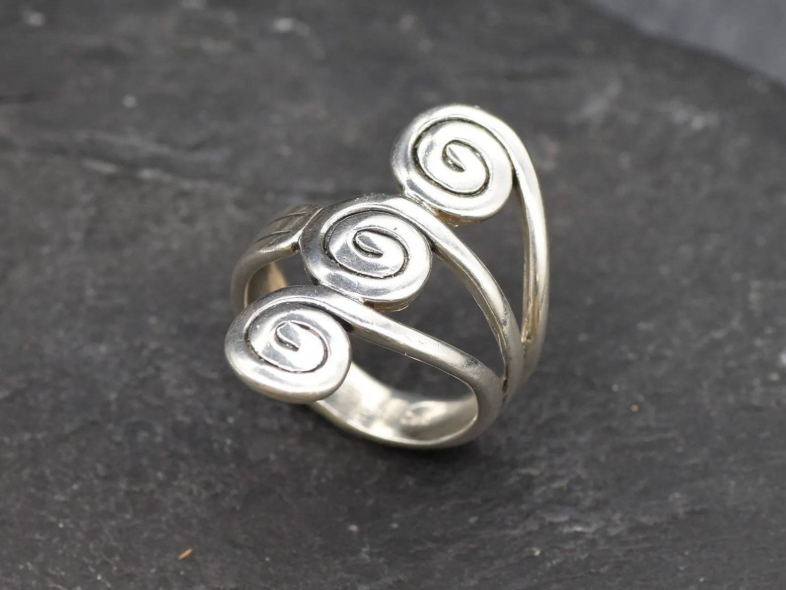 Silver Swirl Ring - Long Silver Ring - Infinity Ring