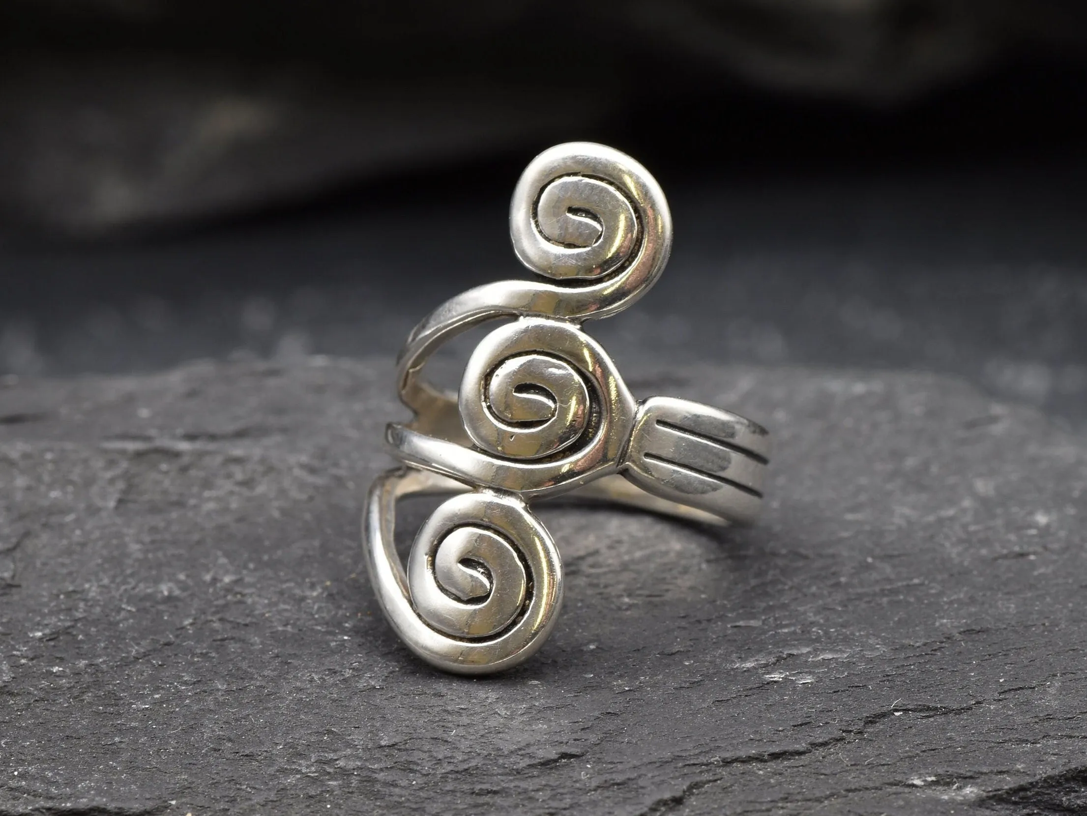 Silver Swirl Ring - Long Silver Ring - Infinity Ring