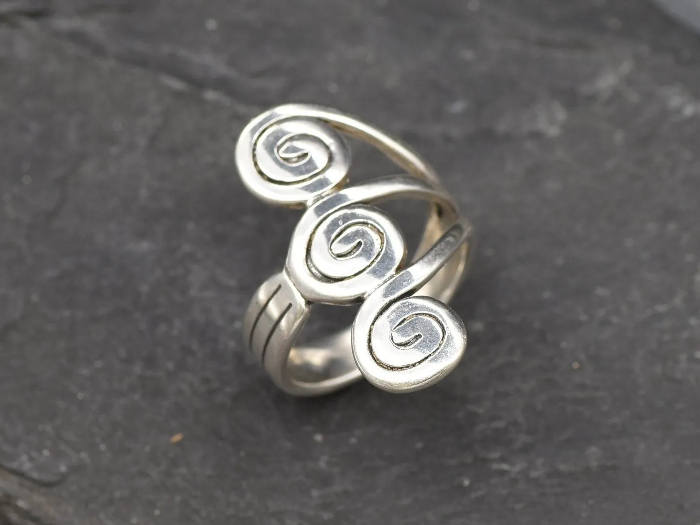 Silver Swirl Ring - Long Silver Ring - Infinity Ring