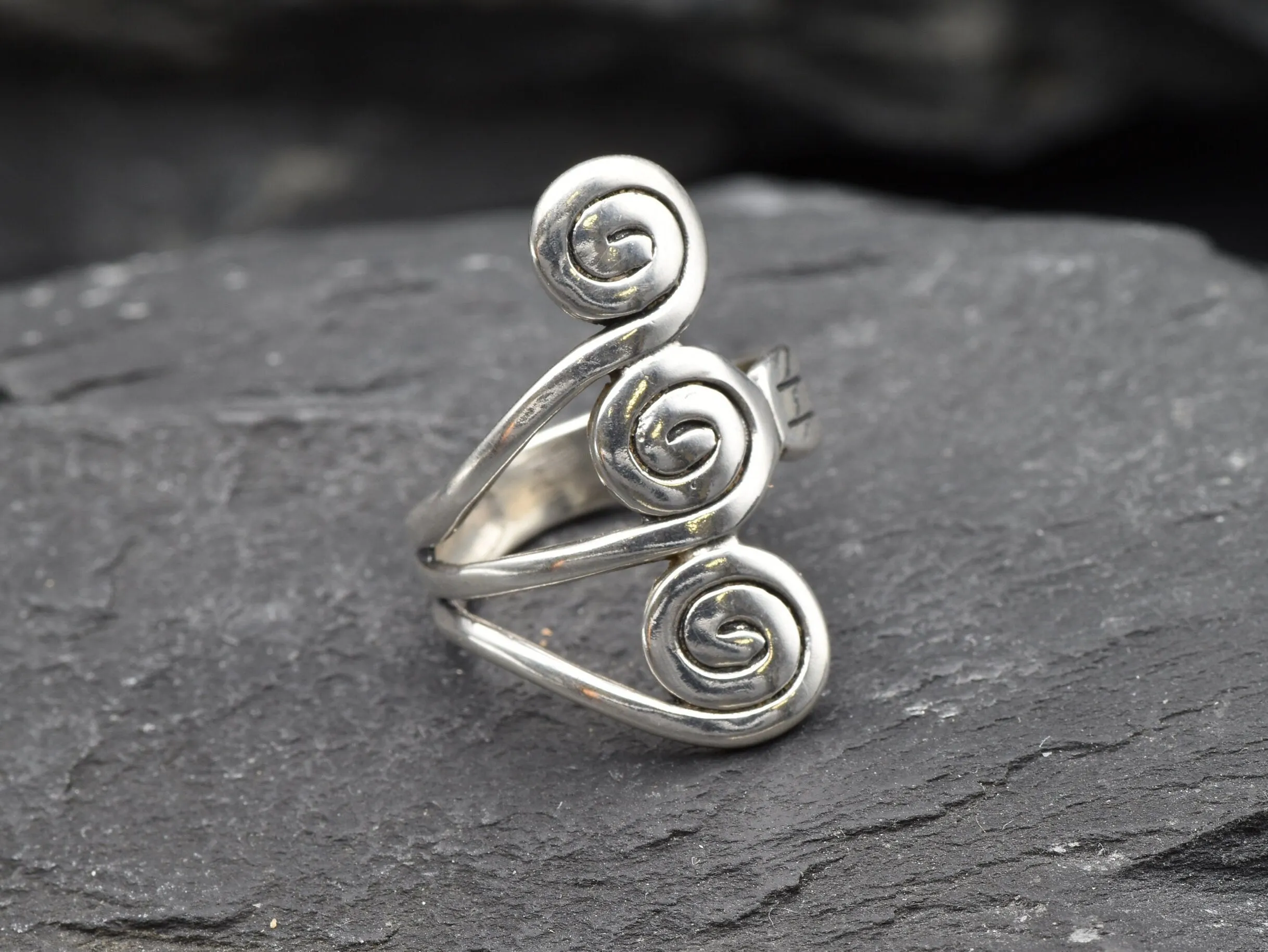 Silver Swirl Ring - Long Silver Ring - Infinity Ring
