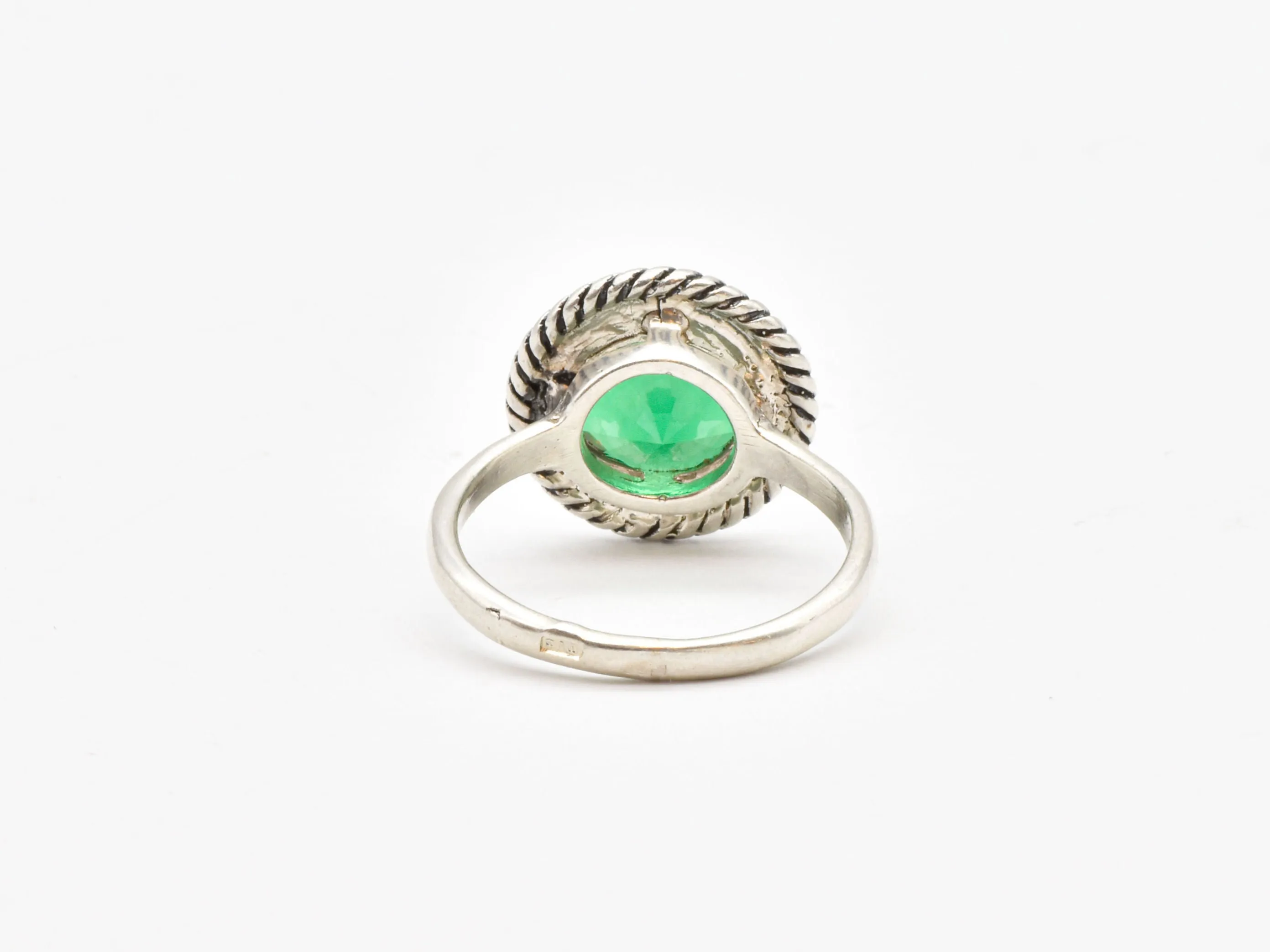 Solitaire Emerald Ring - Green Round Ring - May Birthstone Ring