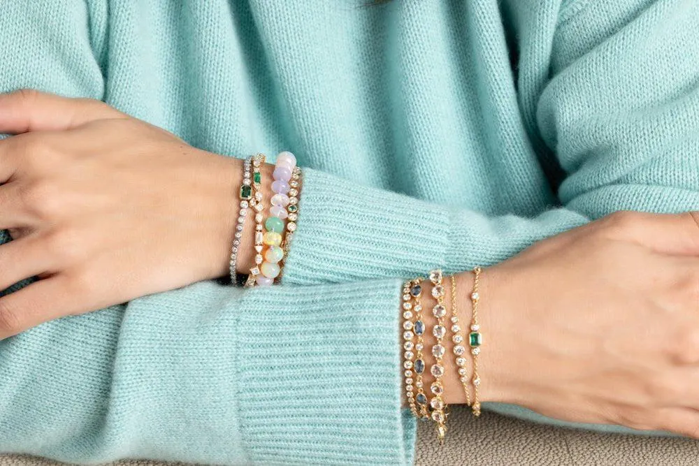 Staggered Emerald Diamond Tennis Bracelet