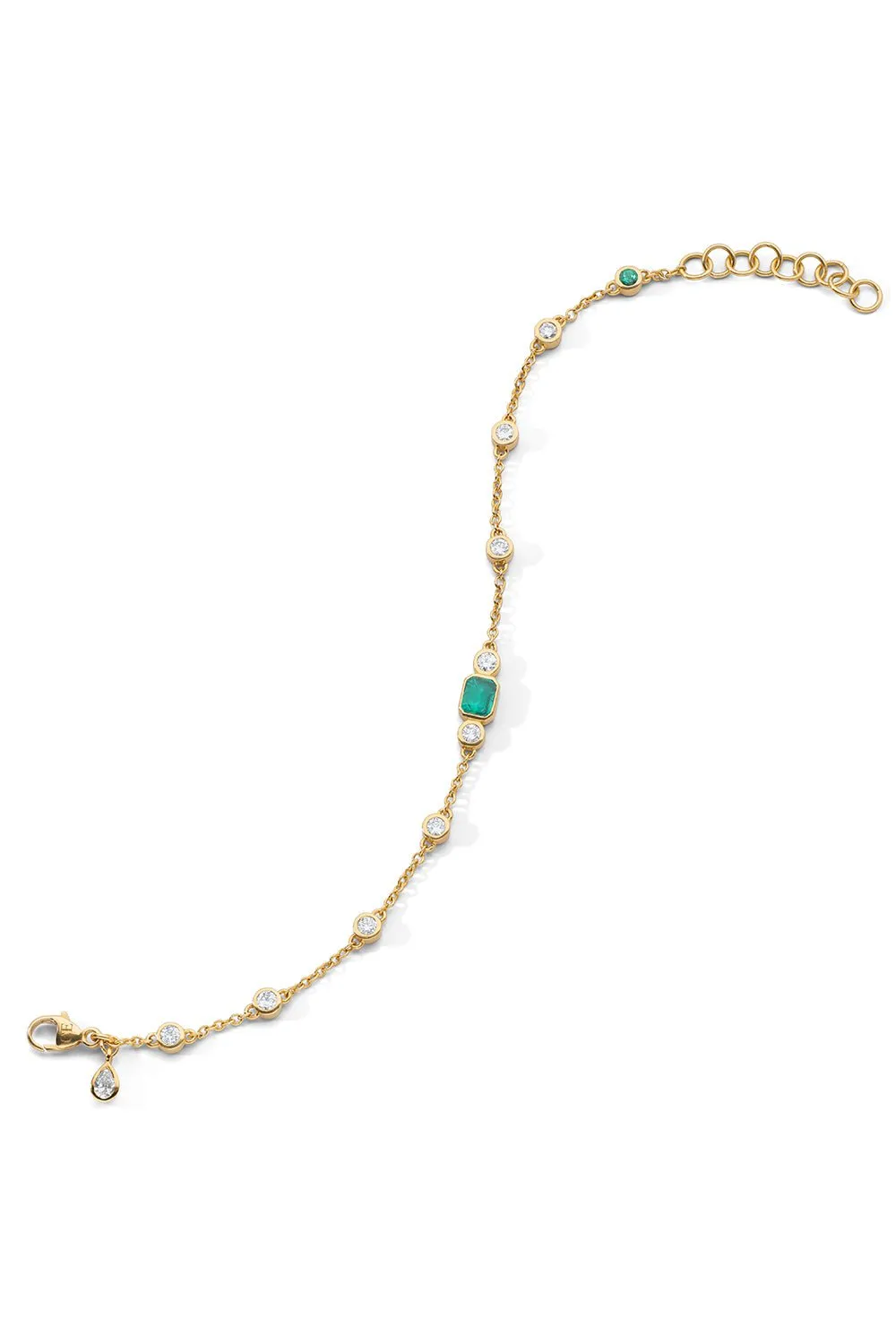 Staggered Emerald Diamond Tennis Bracelet