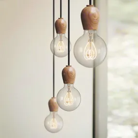 Tapered Wood Pendant Light Socket