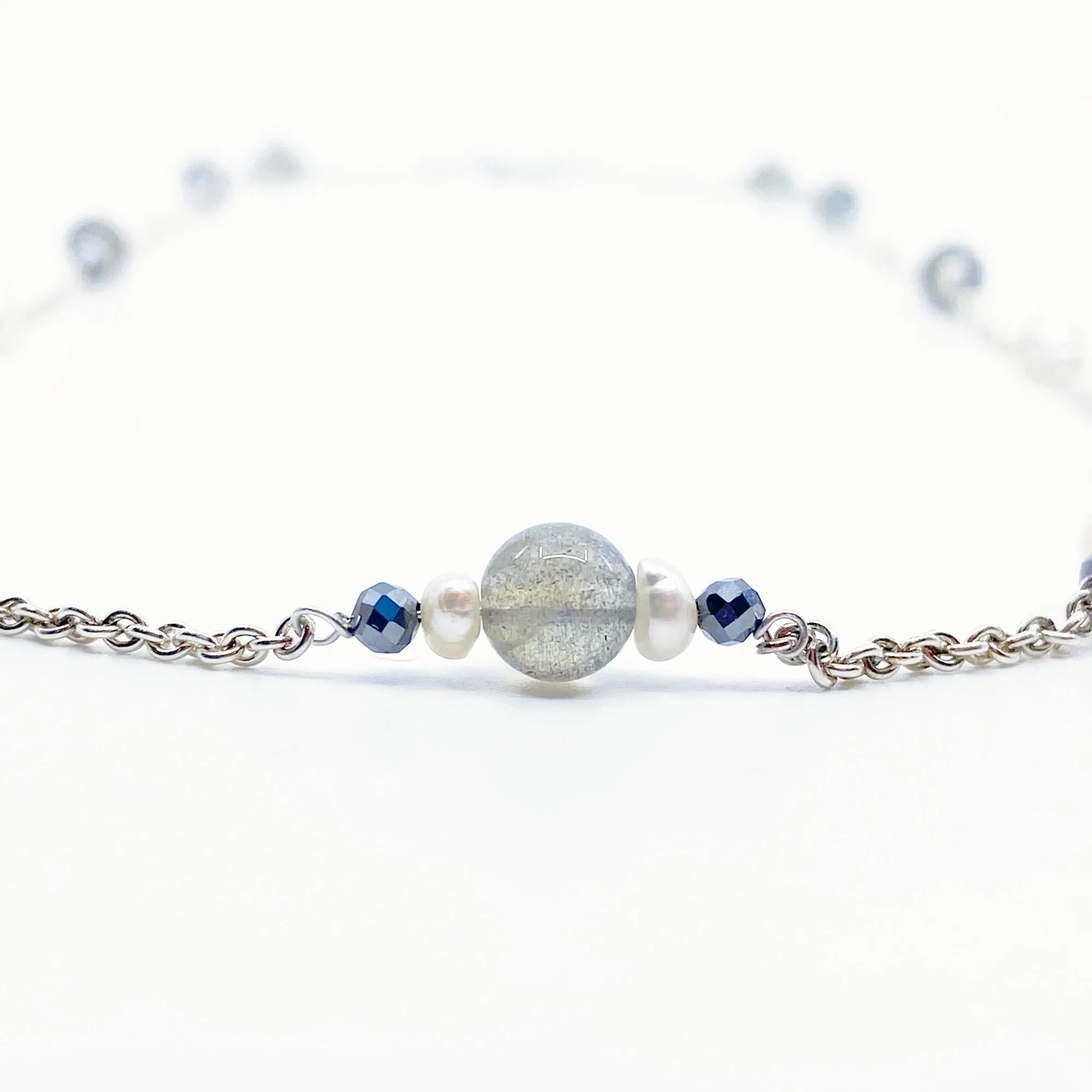 The Nine Grey Moonstone Necklace in Sterling Silver