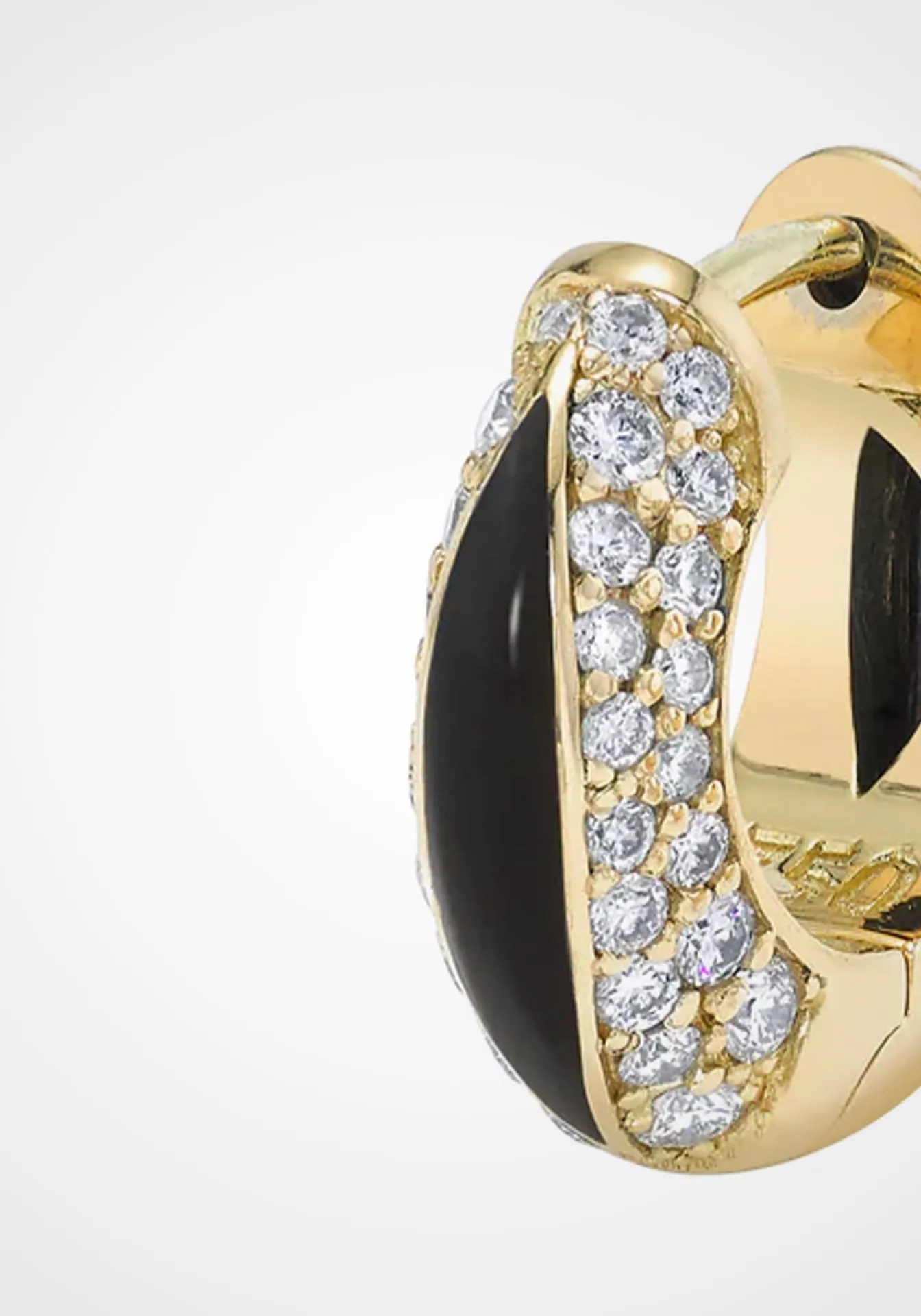 The Perfect, 18K Yellow Gold, Jade Inlay   Diamond Huggies