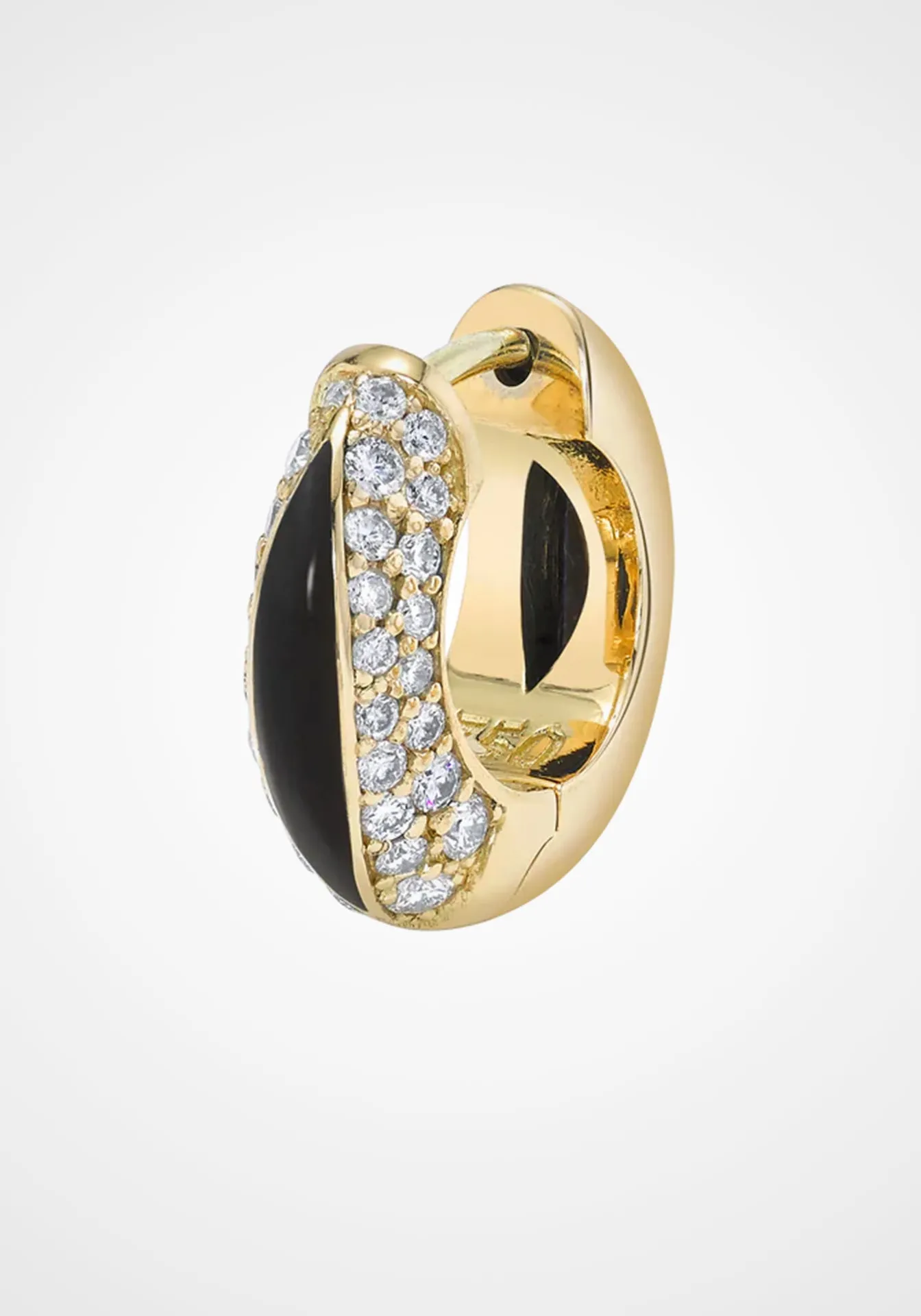 The Perfect, 18K Yellow Gold, Jade Inlay   Diamond Huggies