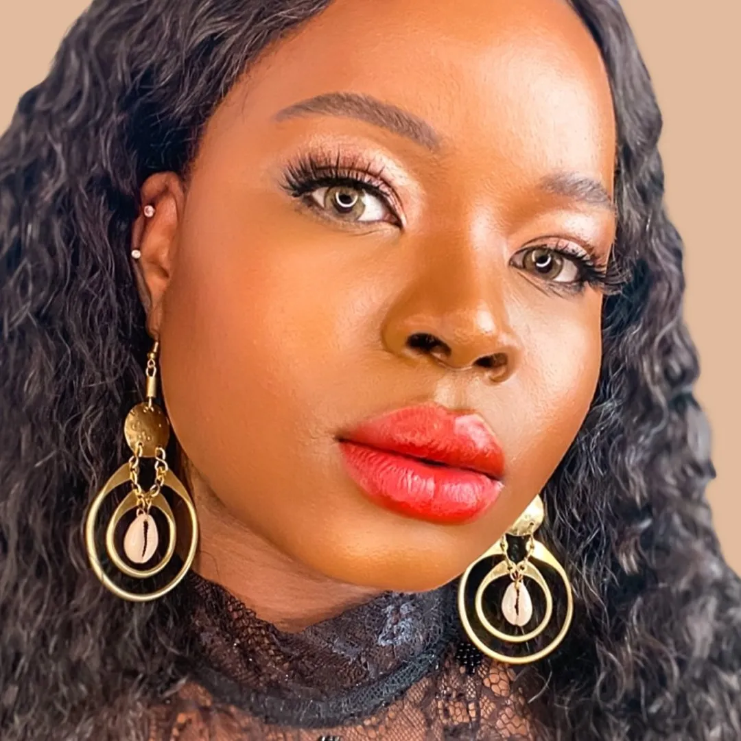Tiered Drop Cowrie Shell Brass Earring