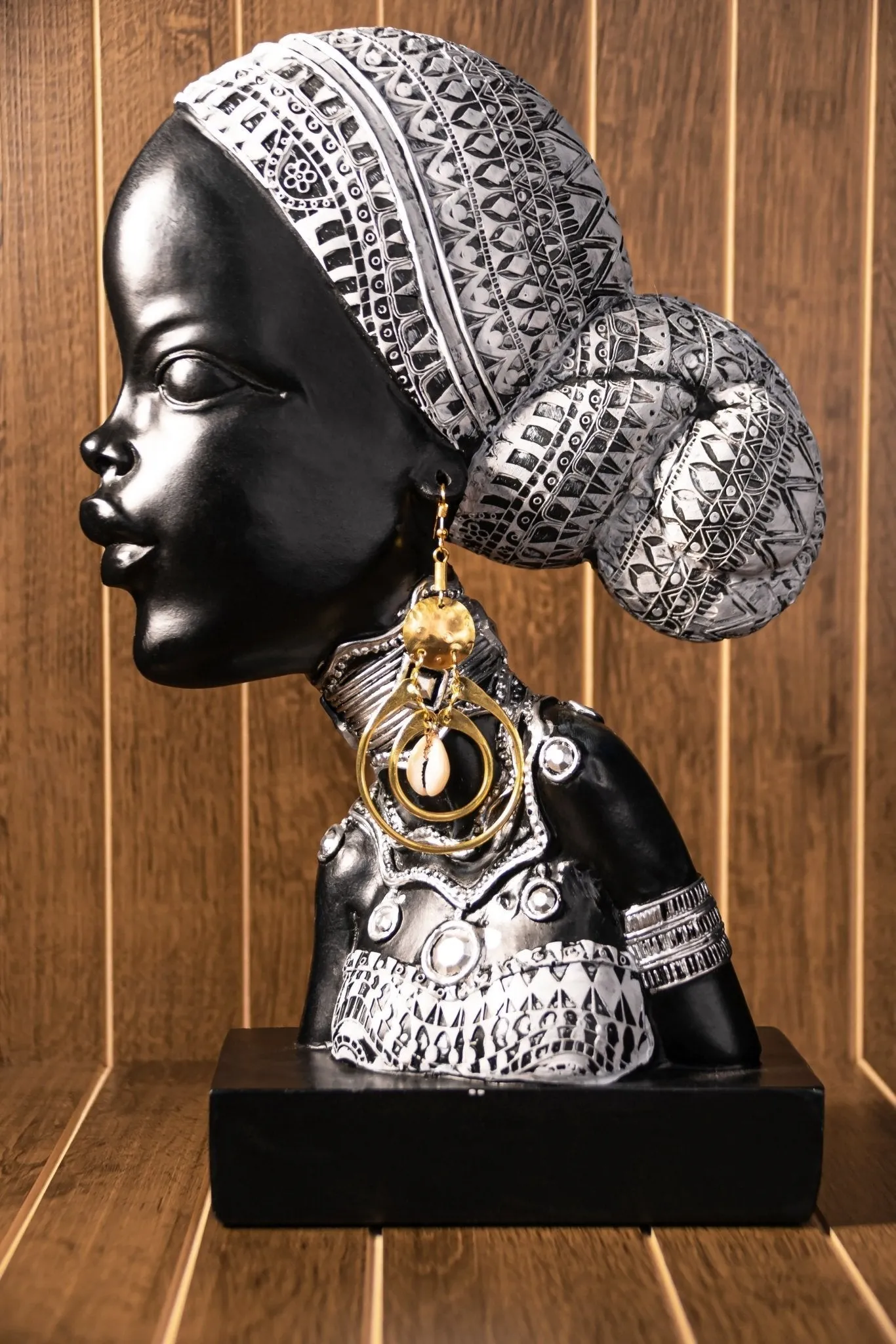 Tiered Drop Cowrie Shell Brass Earring