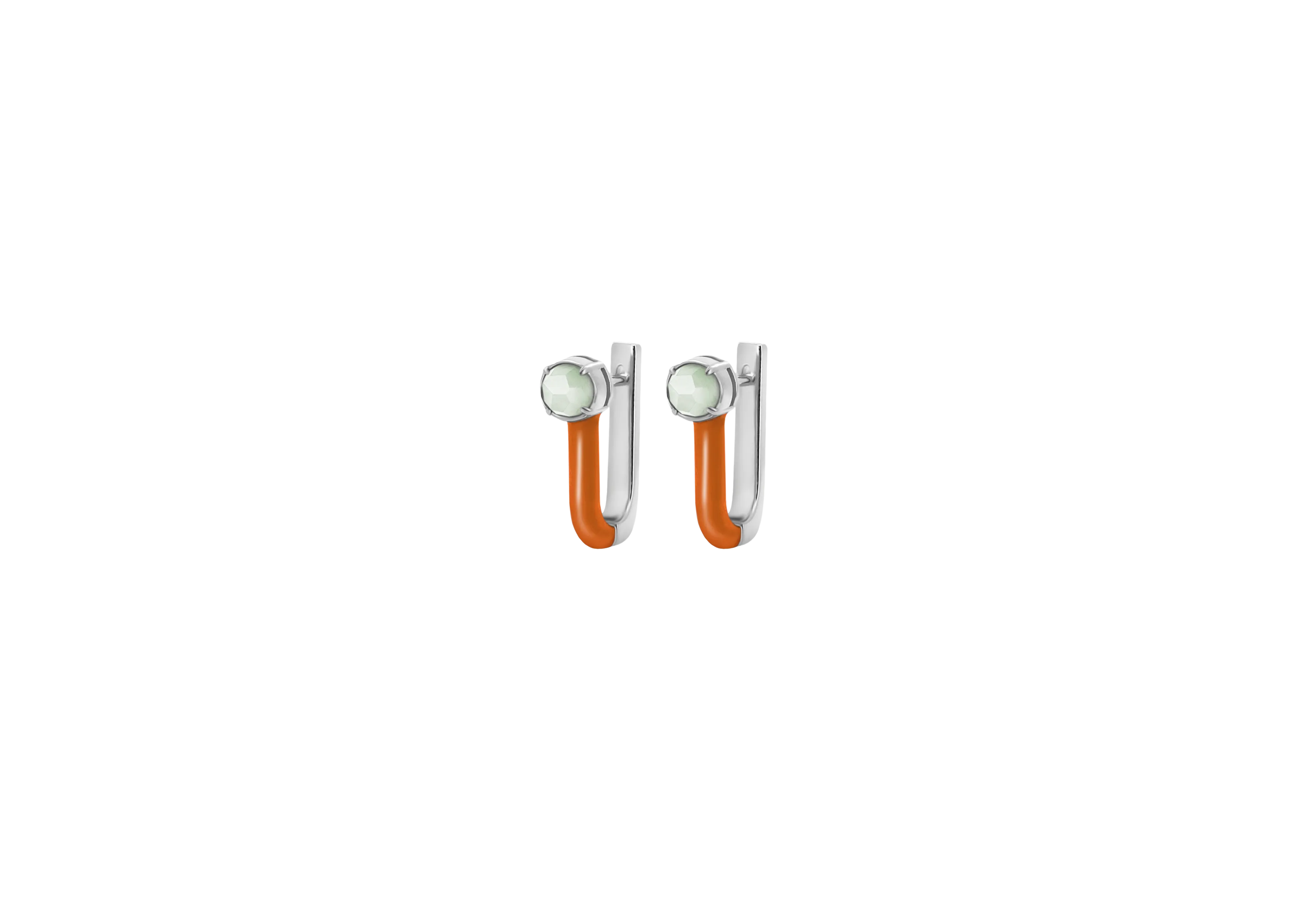 TRACEY CHEN |  EARRINGS | 天然翡翠琺瑯耳飾 (白金)