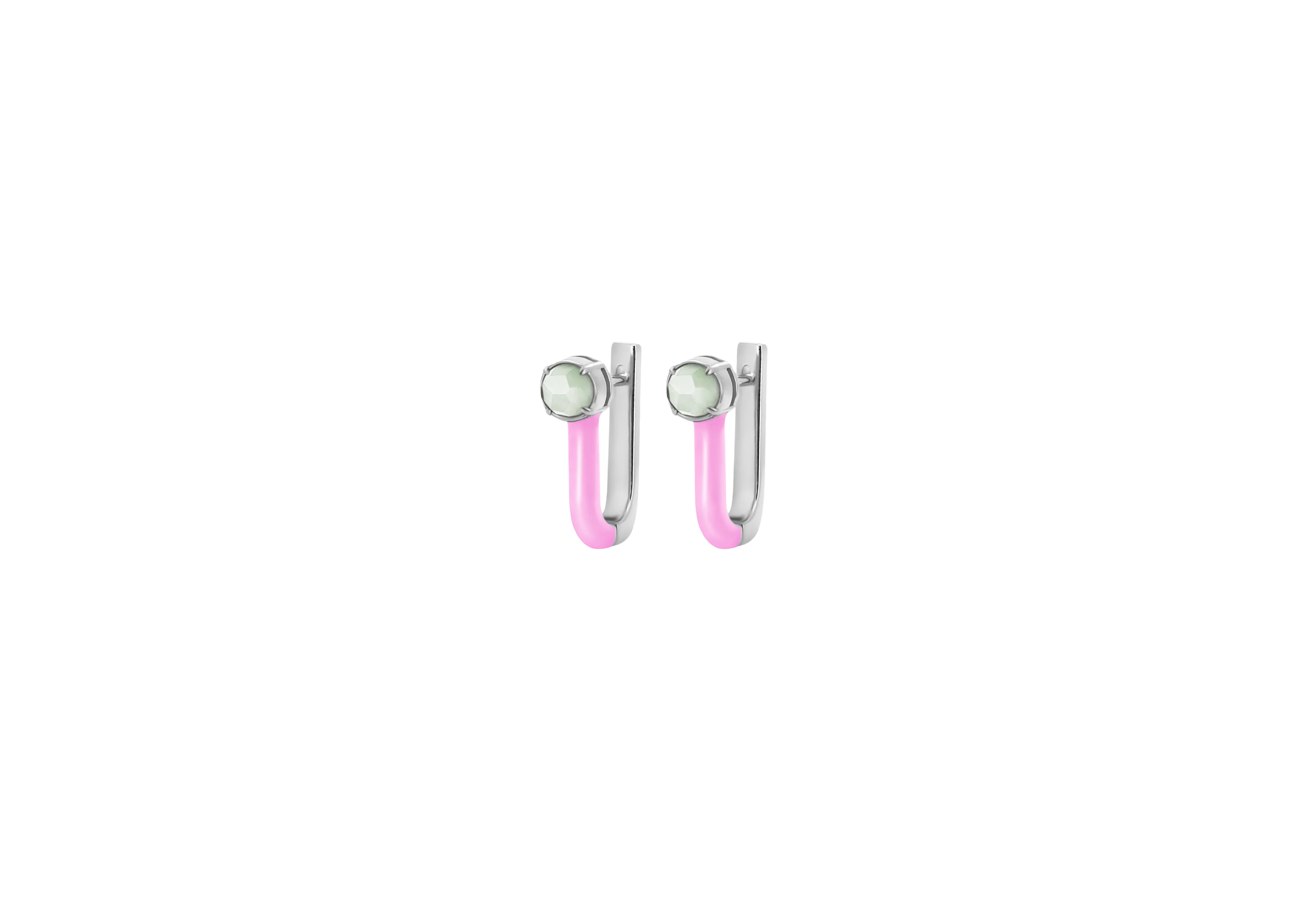 TRACEY CHEN |  EARRINGS | 天然翡翠琺瑯耳飾 (白金)