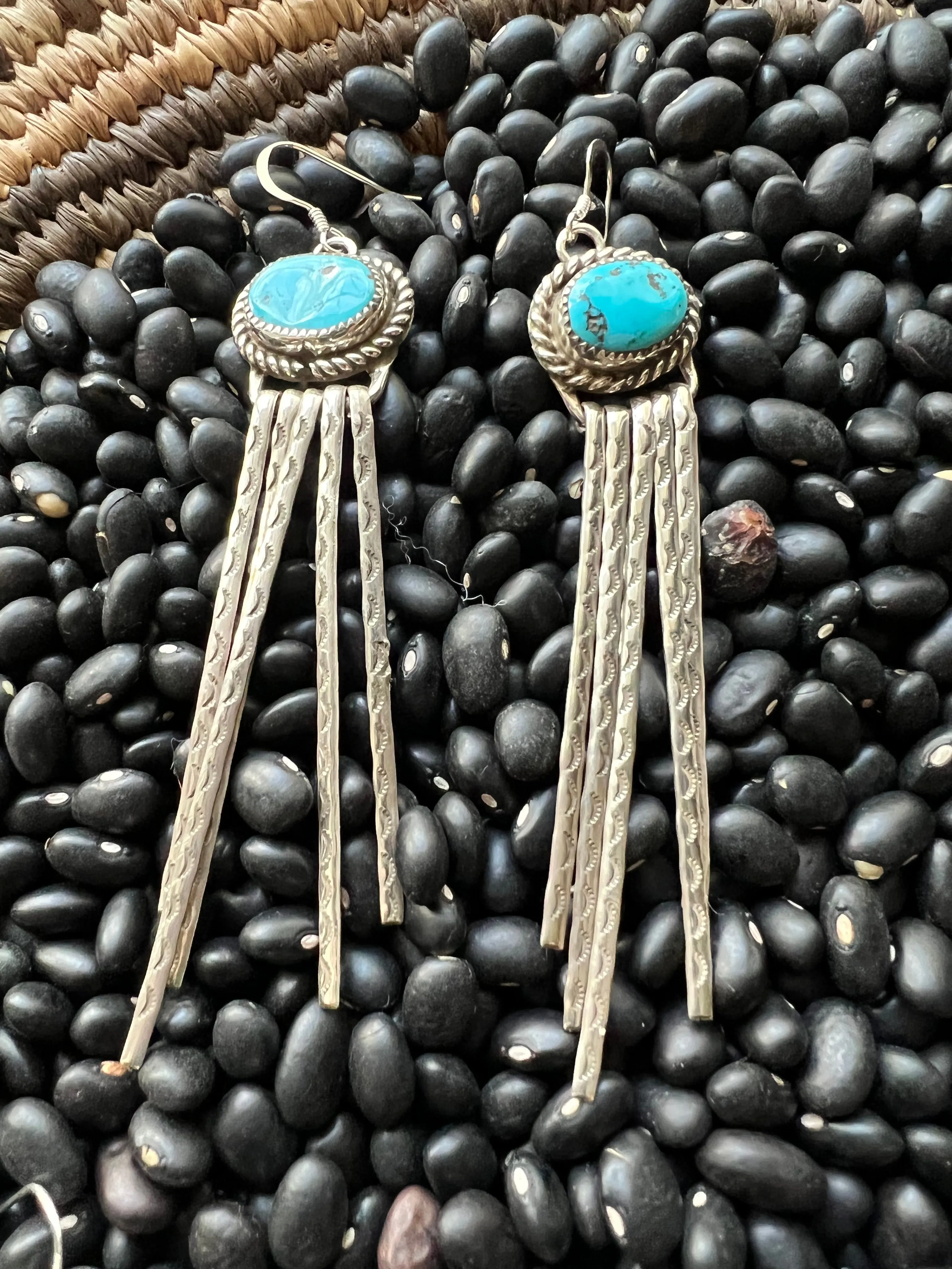Turquoise Stamped Dangle Earrings