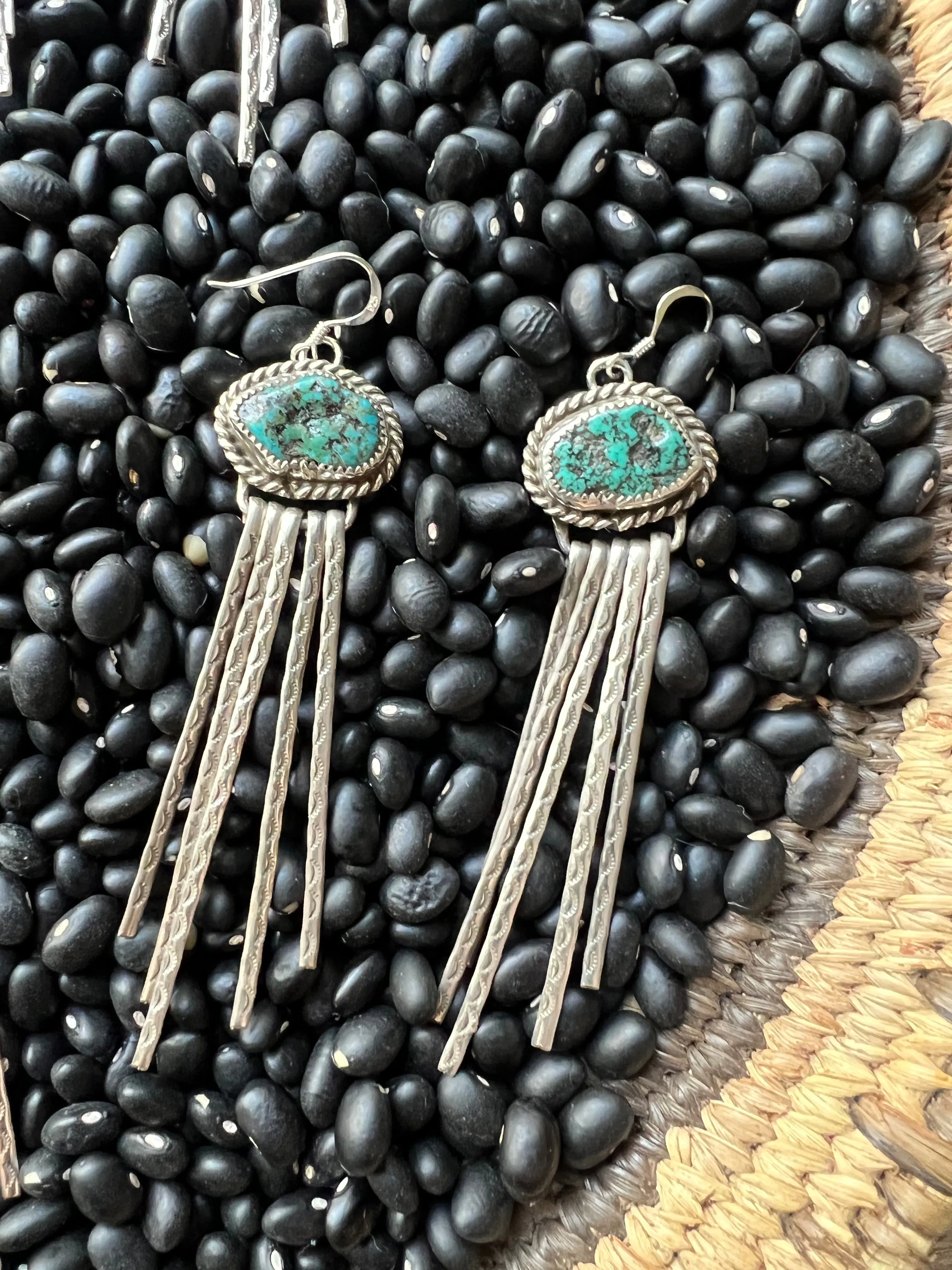 Turquoise Stamped Dangle Earrings