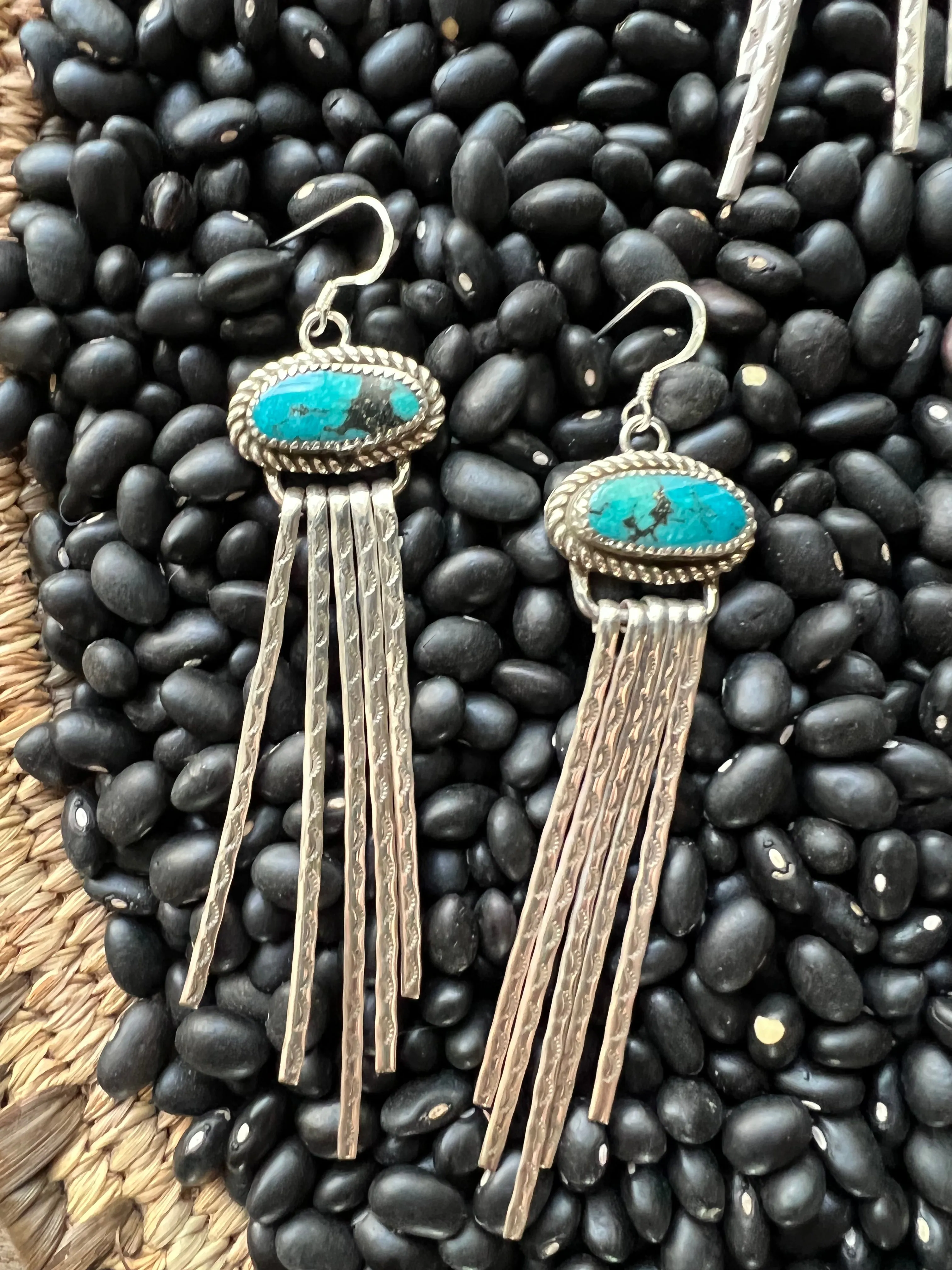 Turquoise Stamped Dangle Earrings